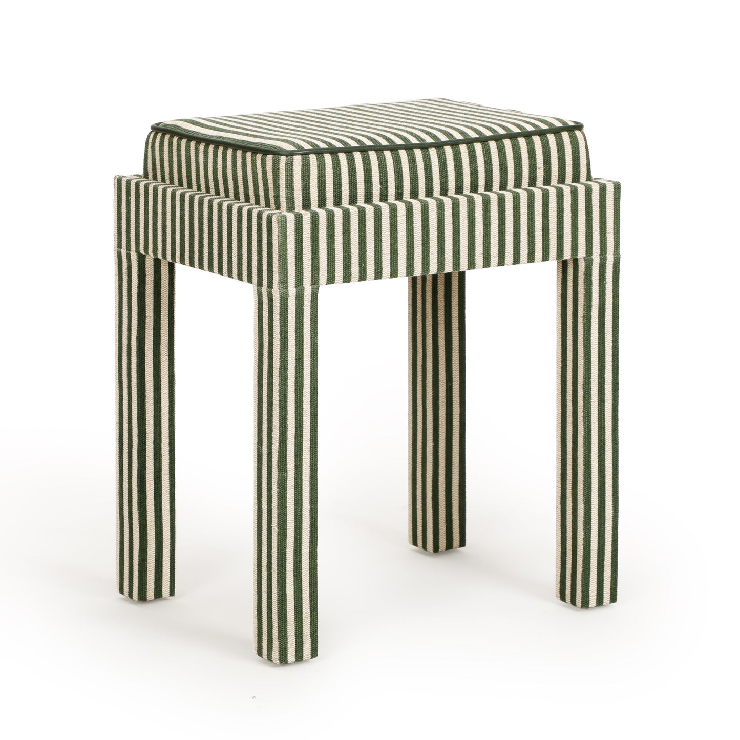 Kora Cotton Jute Contract-Grade Accent Stool Green Stripes by Tov Furniture