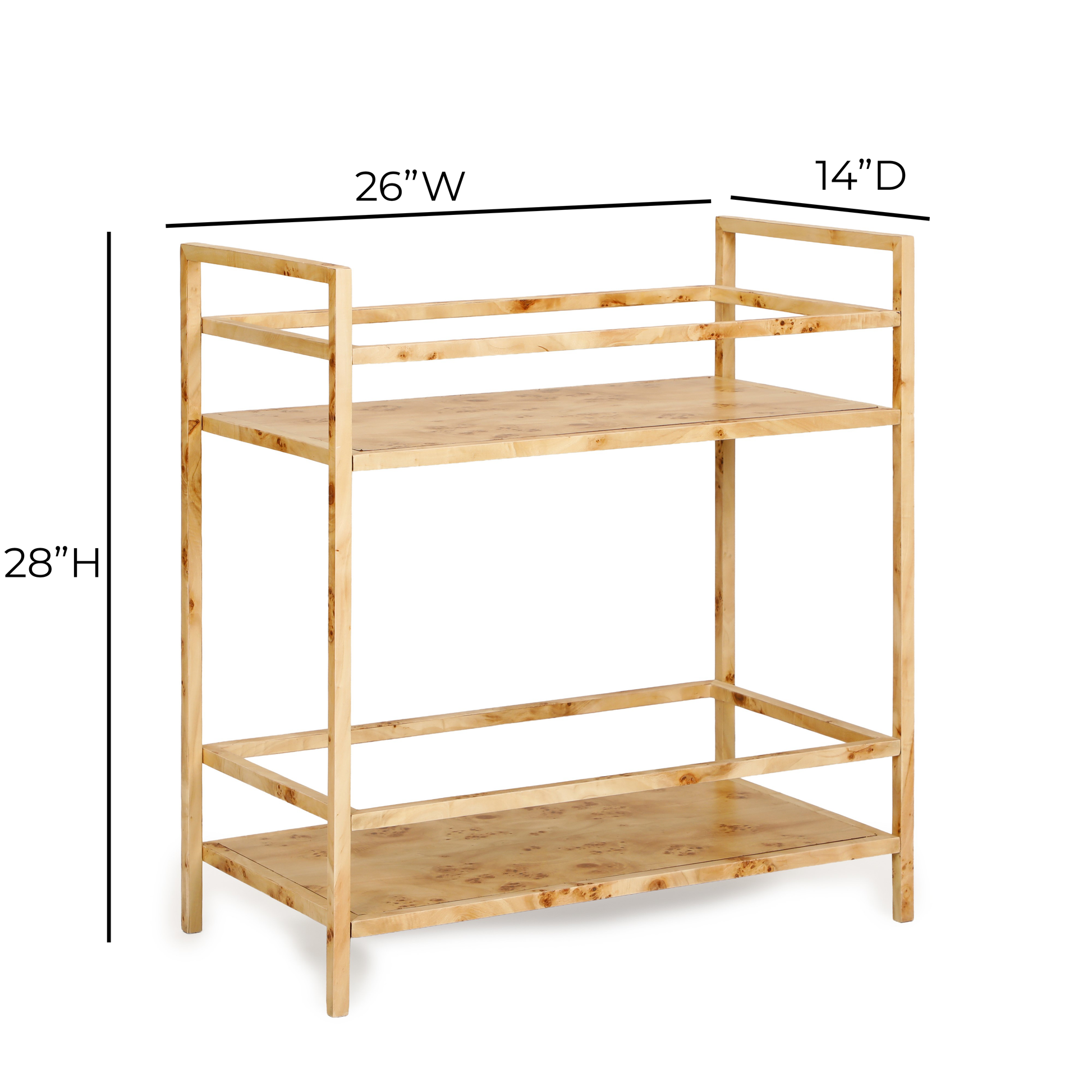 Destin Natural Burl Contract-Grade Bar Cart Natural by Tov Furniture