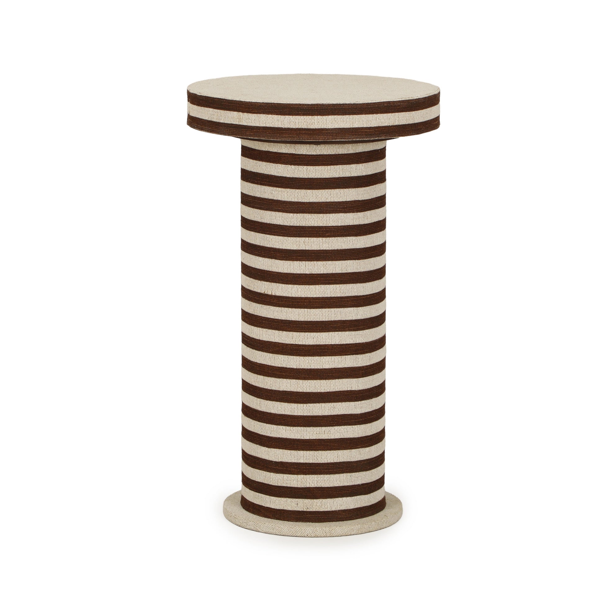 Lyra Natural Striped Cotton Jute Contract-Grade Side Table Brown Stripes by Tov Furniture