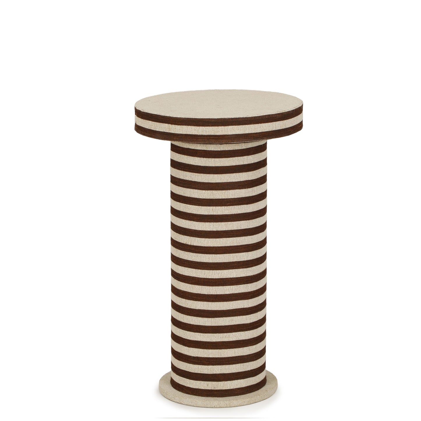Lyra Natural Striped Cotton Jute Contract-Grade Side Table Brown Stripes by Tov Furniture