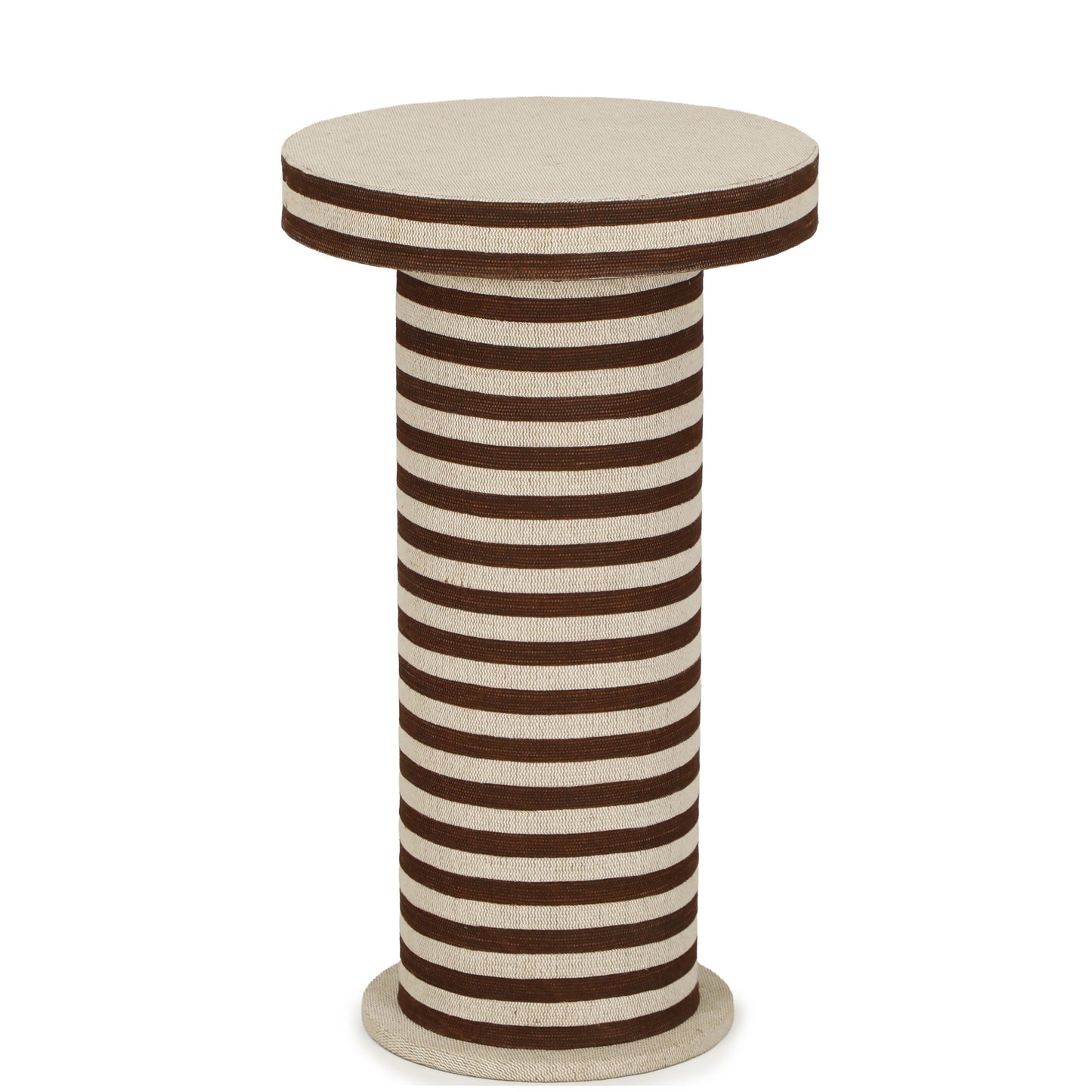 Lyra Natural Striped Cotton Jute Contract-Grade Side Table Brown Stripes by Tov Furniture