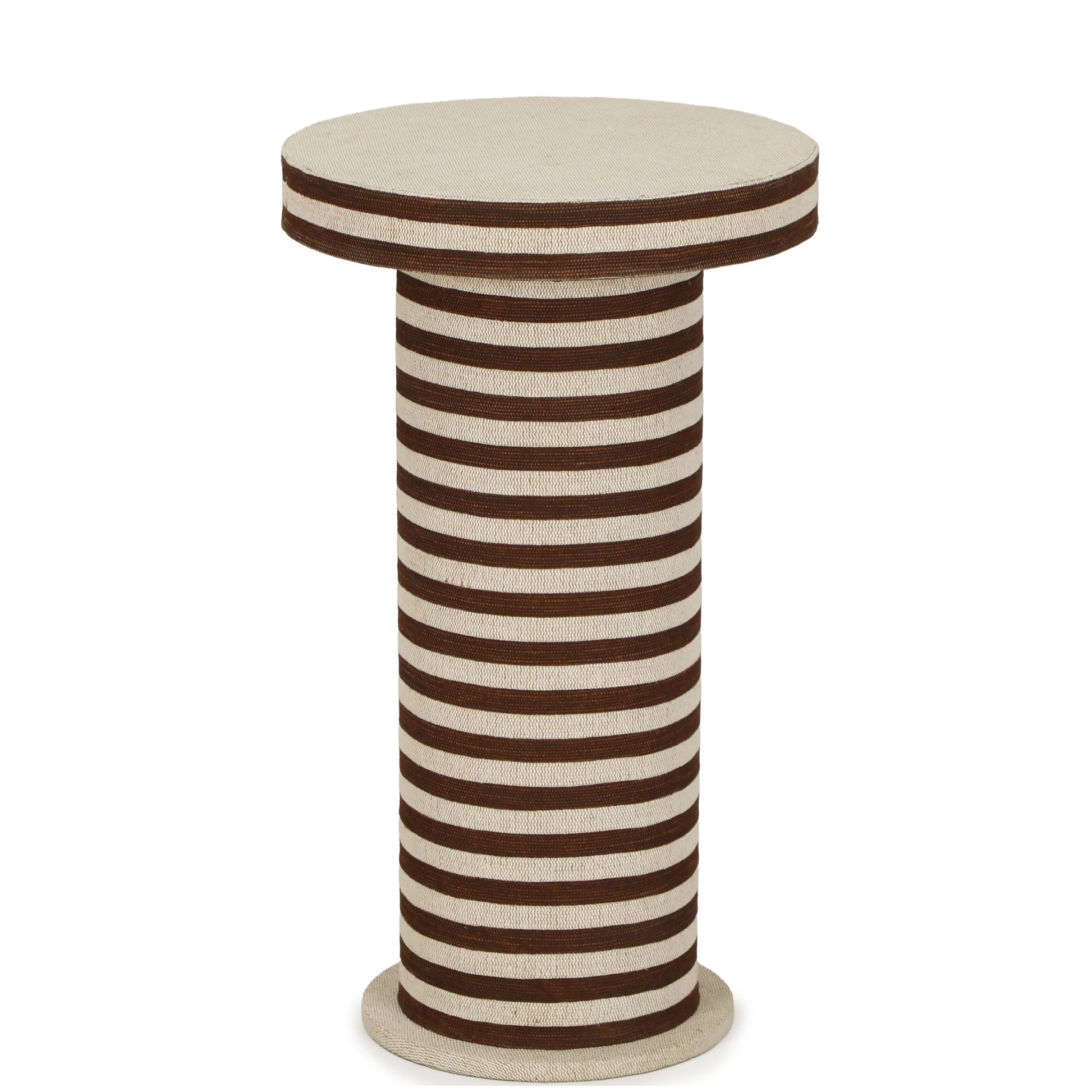 Lyra Natural Striped Cotton Jute Contract-Grade Side Table Brown Stripes by Tov Furniture