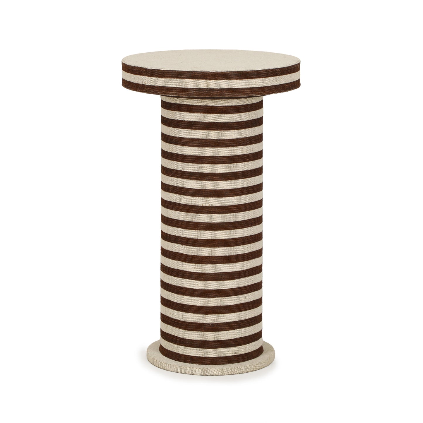 Lyra Natural Striped Cotton Jute Contract-Grade Side Table Brown Stripes by Tov Furniture
