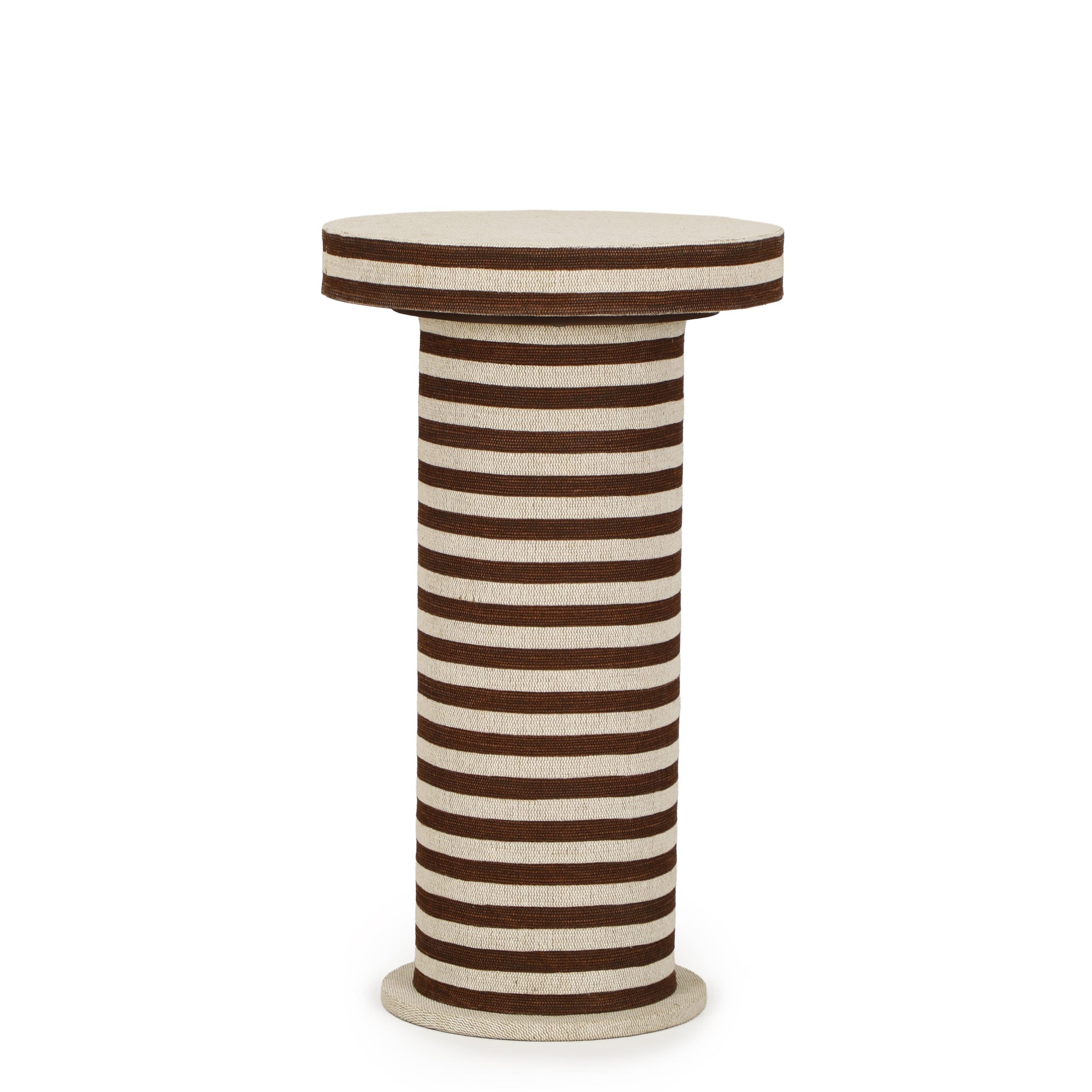 Lyra Natural Striped Cotton Jute Contract-Grade Side Table Brown Stripes by Tov Furniture
