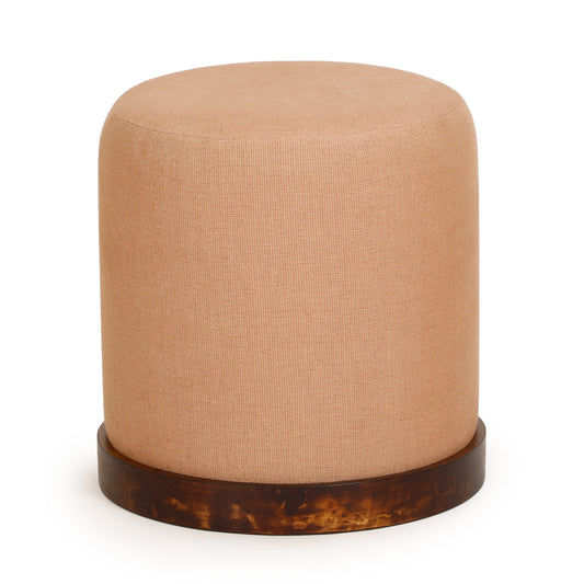 Como Burl and Cotton Jute Contract-Grade Accent Stool Peach by Tov Furniture