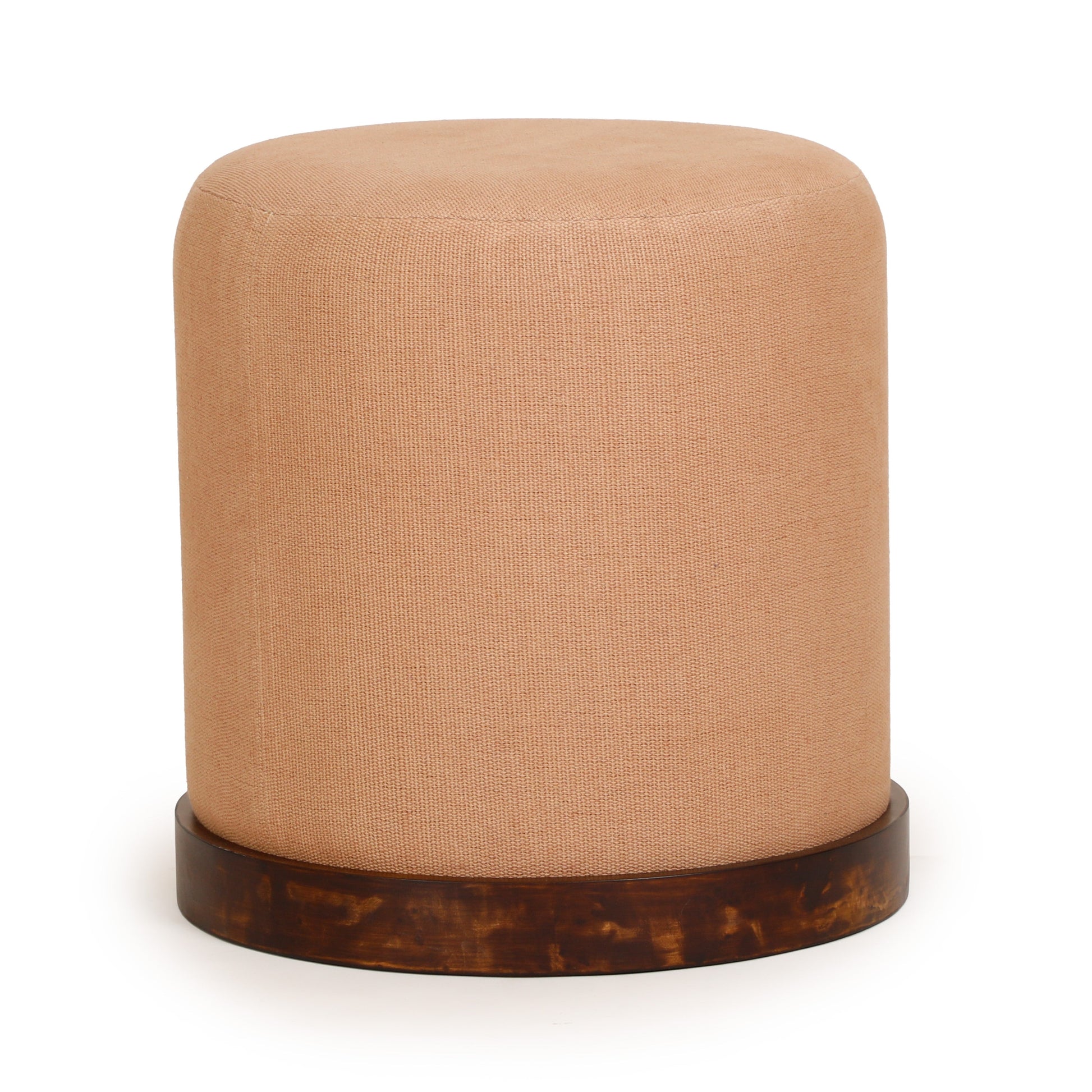 Como Burl and Cotton Jute Contract-Grade Accent Stool Peach by Tov Furniture