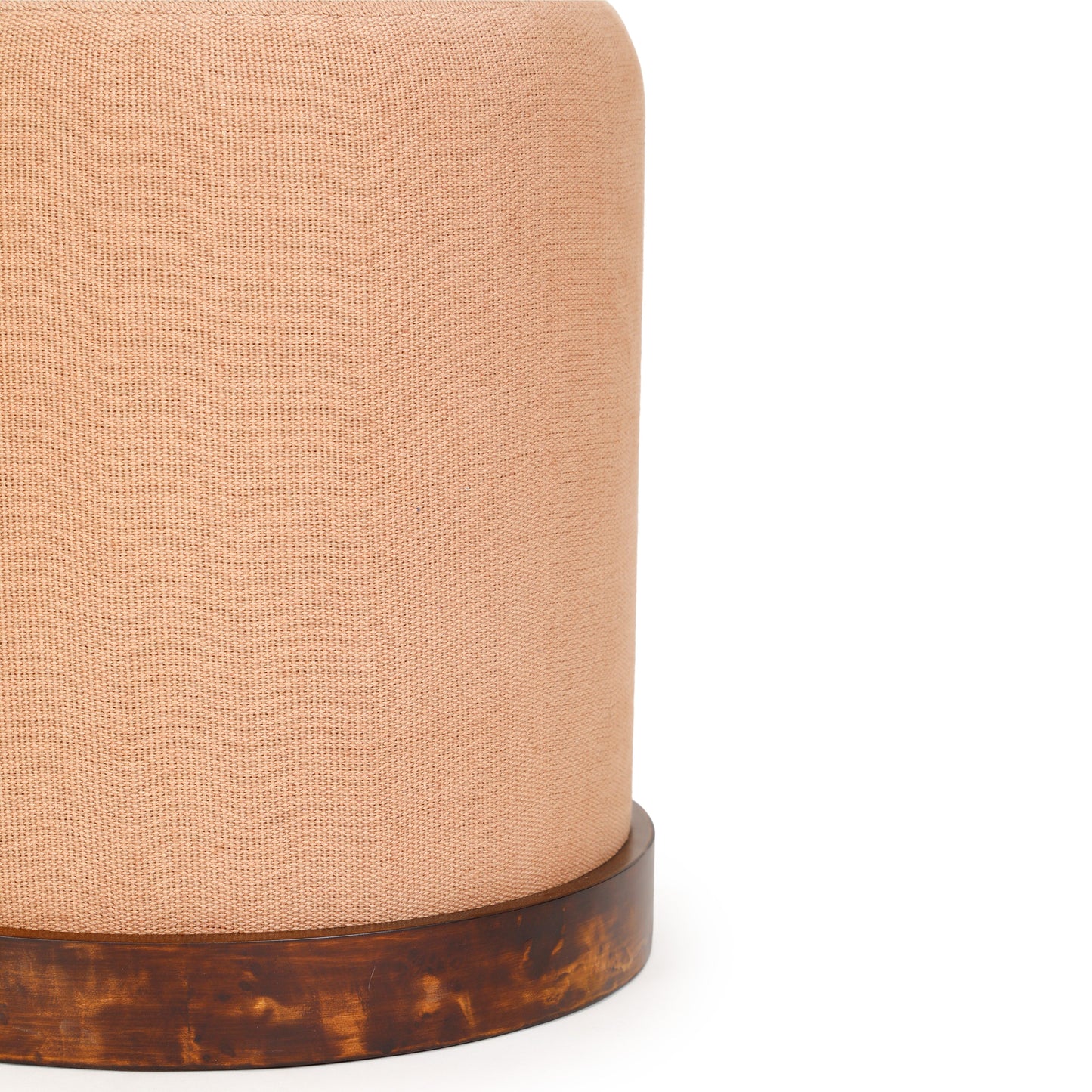 Como Burl and Cotton Jute Contract-Grade Accent Stool Peach by Tov Furniture