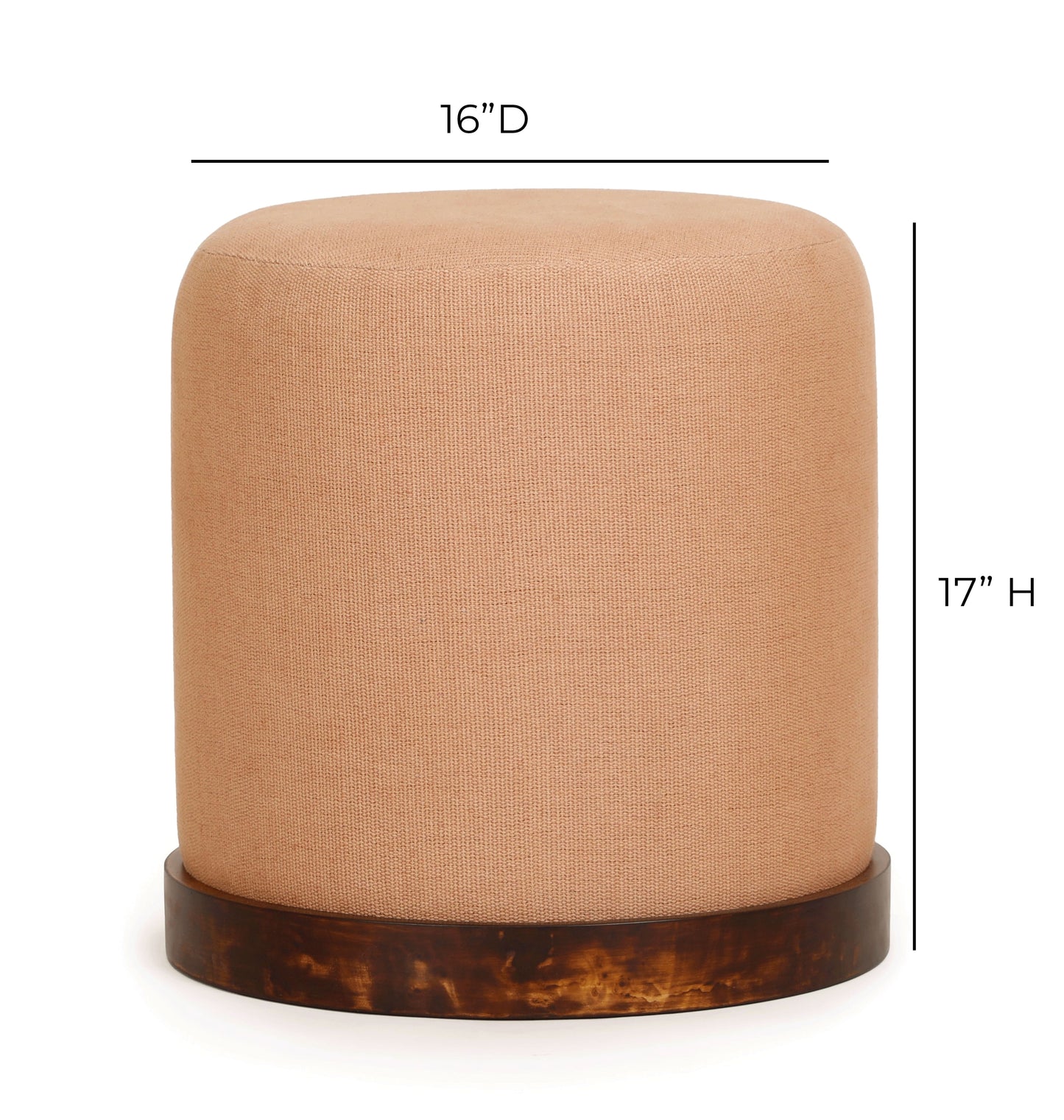 Como Burl and Cotton Jute Contract-Grade Accent Stool Peach by Tov Furniture