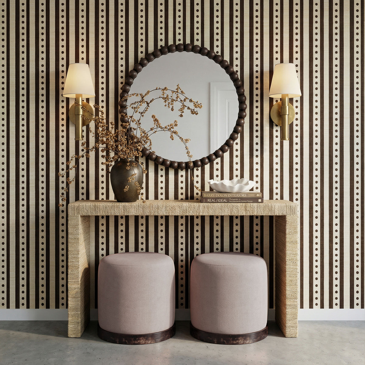 Como Burl and Saddle Brown Cotton Jute Contract-Grade Accent Stool by TOV Furniture – photo 2 of 6