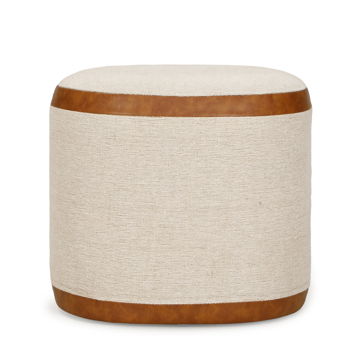 Huche Cotton Jute and Vegan Leather Oval Contract-Grade Pouf by TOV Furniture – photo 4 of 7