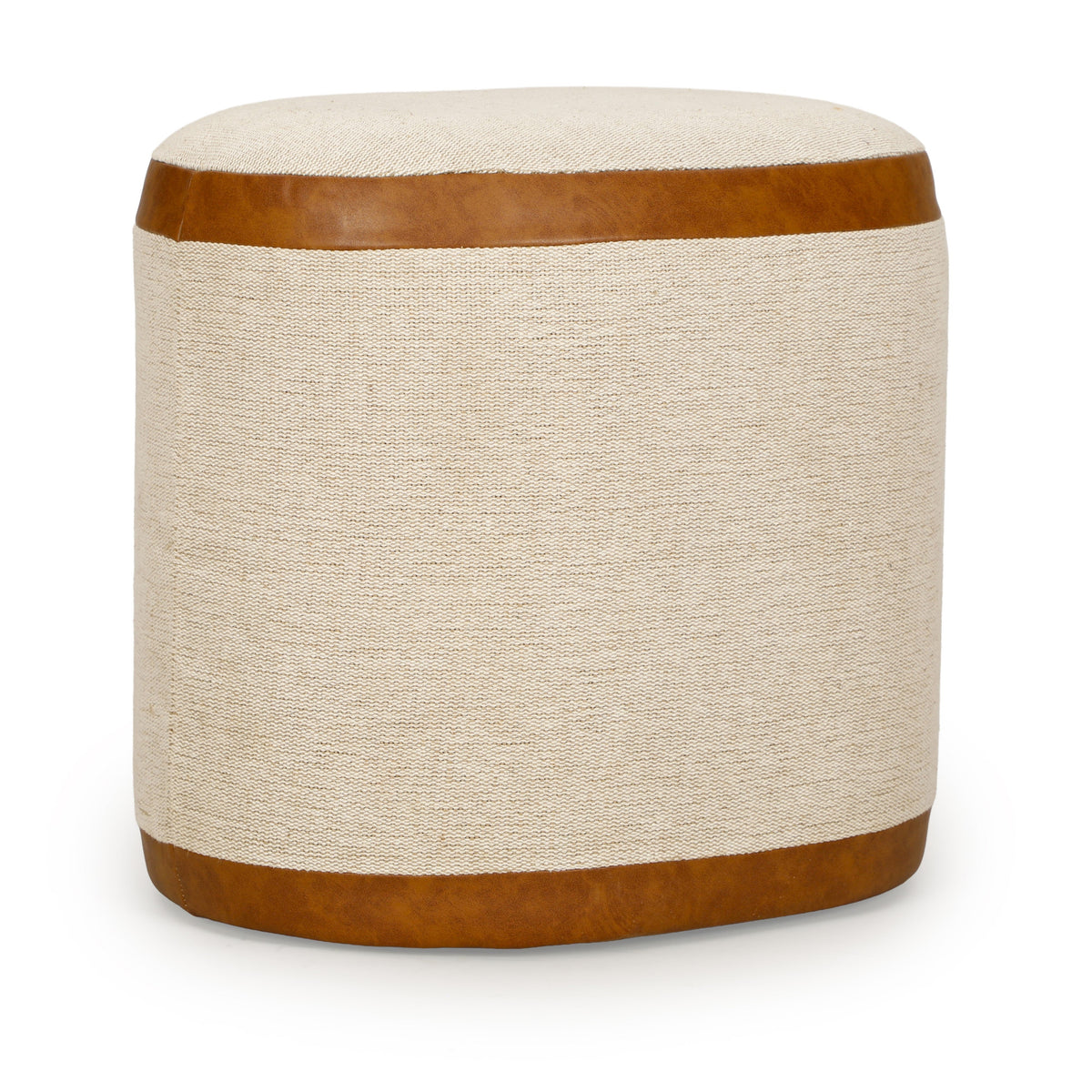 Huche Cotton Jute and Vegan Leather Oval Contract-Grade Pouf by TOV Furniture – photo 6 of 7