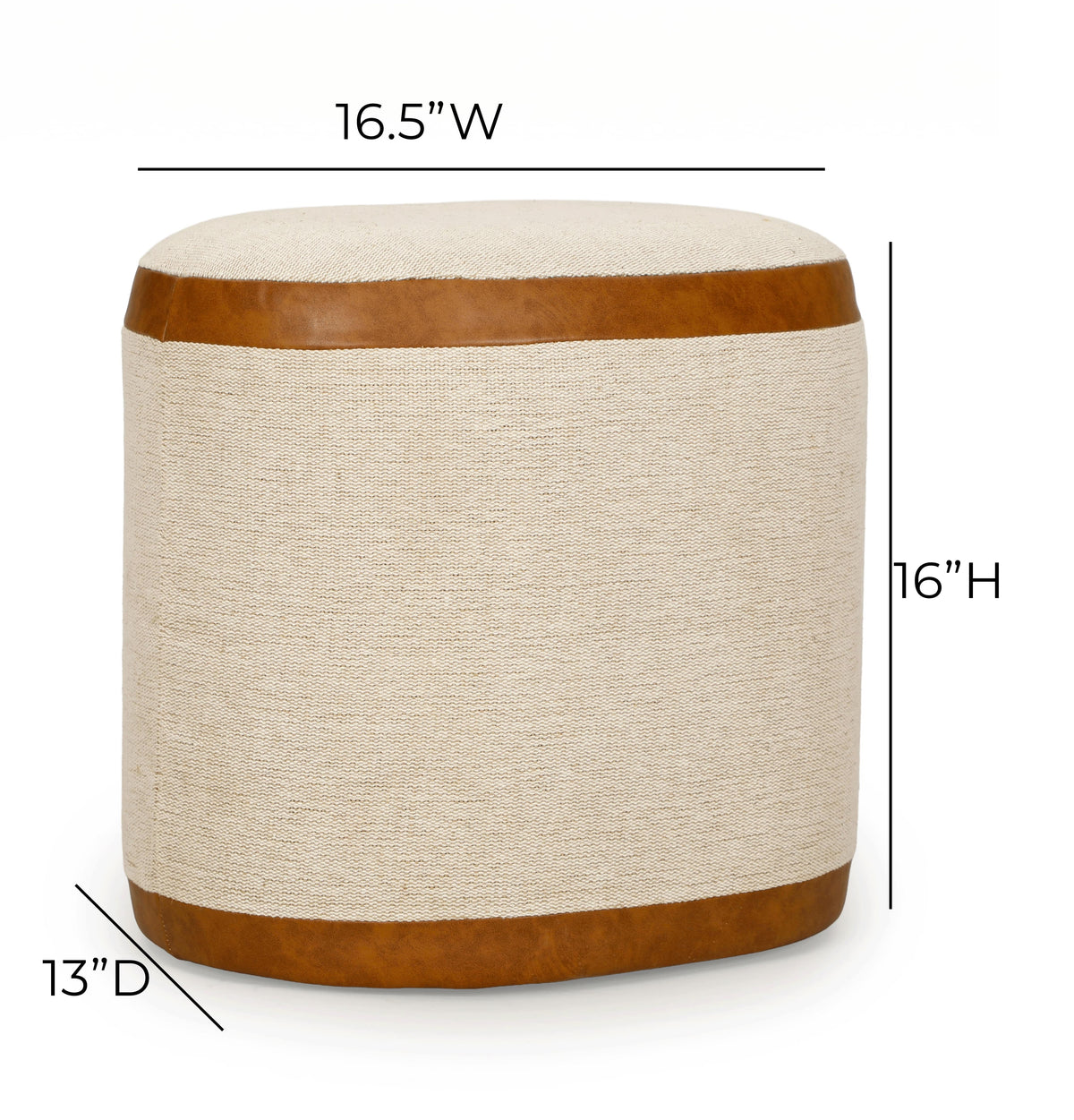 Huche Cotton Jute and Vegan Leather Oval Contract-Grade Pouf by TOV Furniture – photo 7 of 7