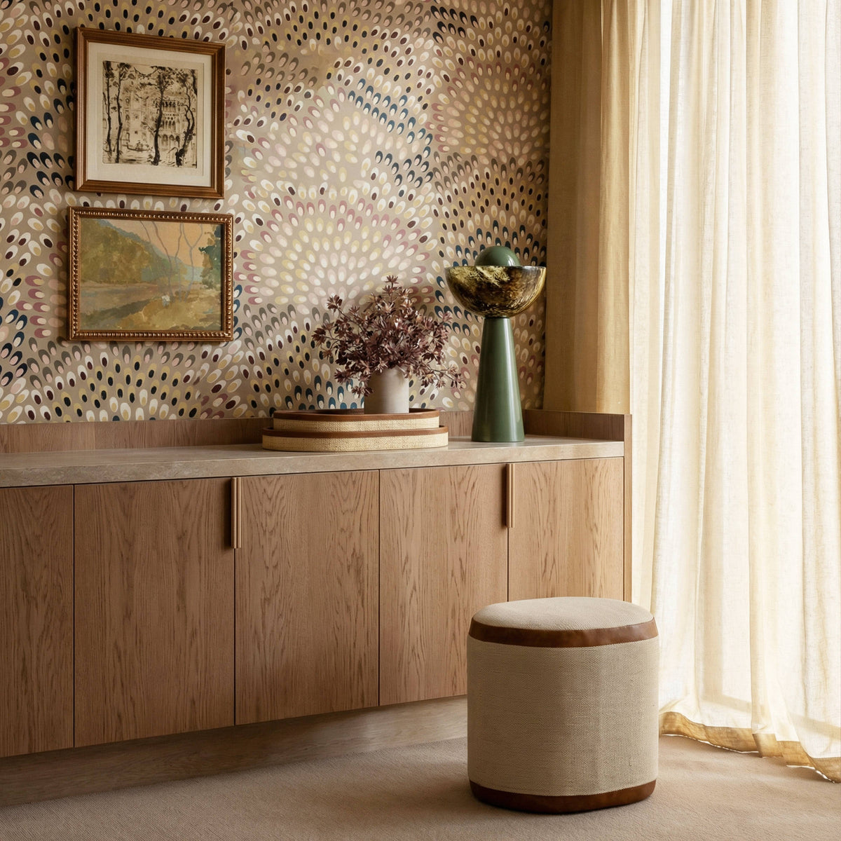 Huche Cotton Jute and Vegan Leather Oval Contract-Grade Pouf by TOV Furniture – photo 2 of 7