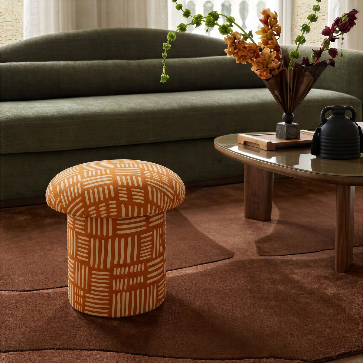 Lucy Mushroom Stool in Rust Orange by TOV Furniture – photo 2 of 6