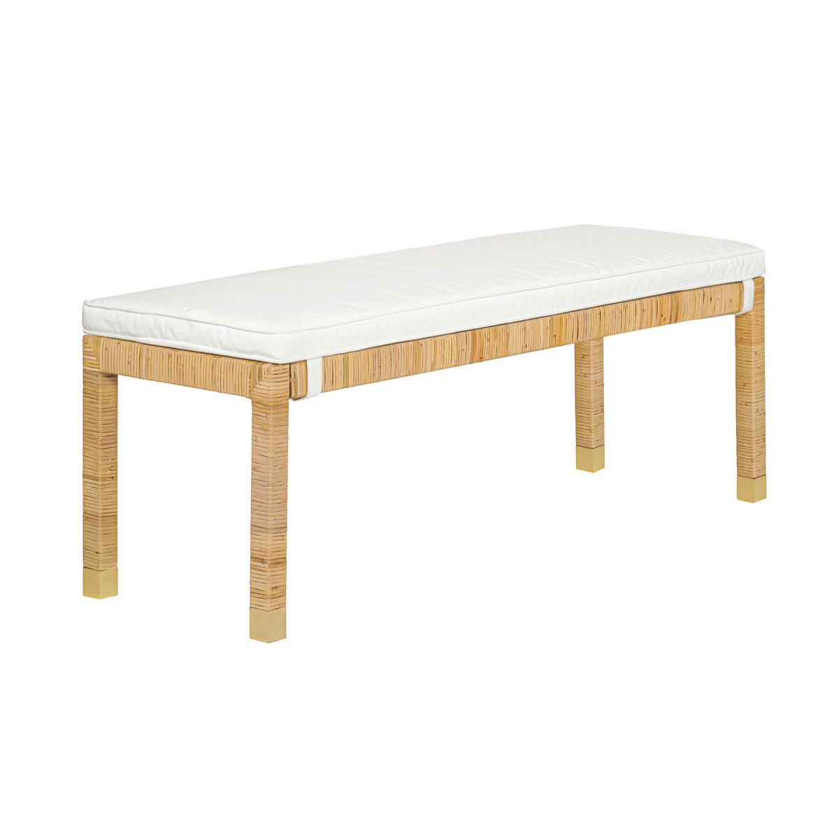Amara Natural Woven Rattan Performance Fabric Bench by TOV Furniture – photo 1 of 5