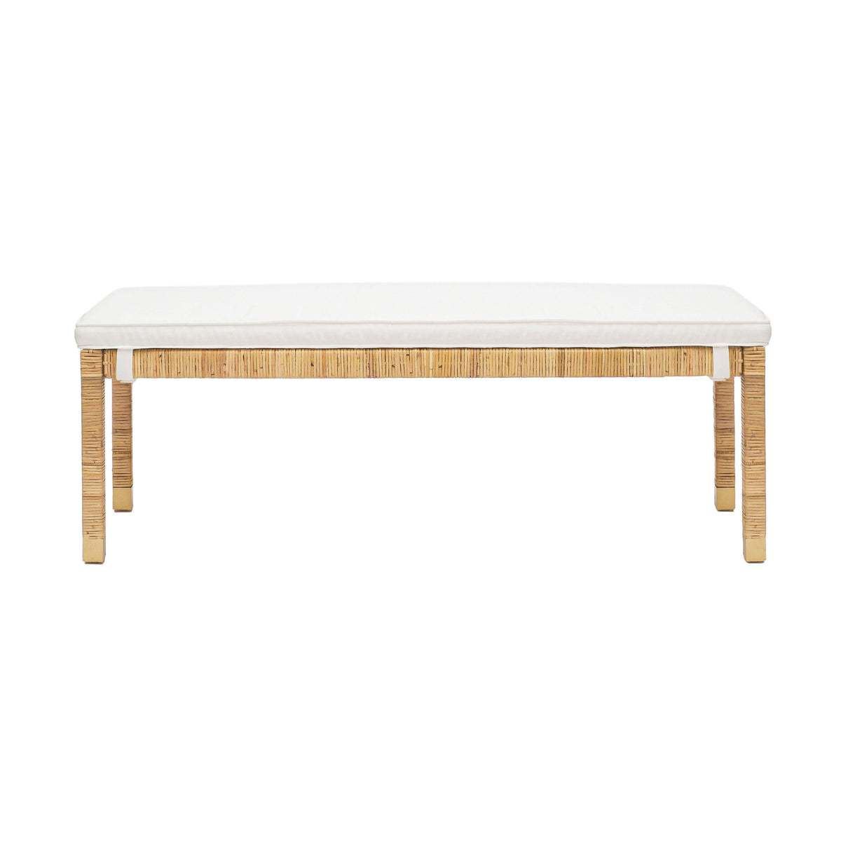 Amara Natural Woven Rattan Performance Fabric Bench by TOV Furniture – photo 3 of 5