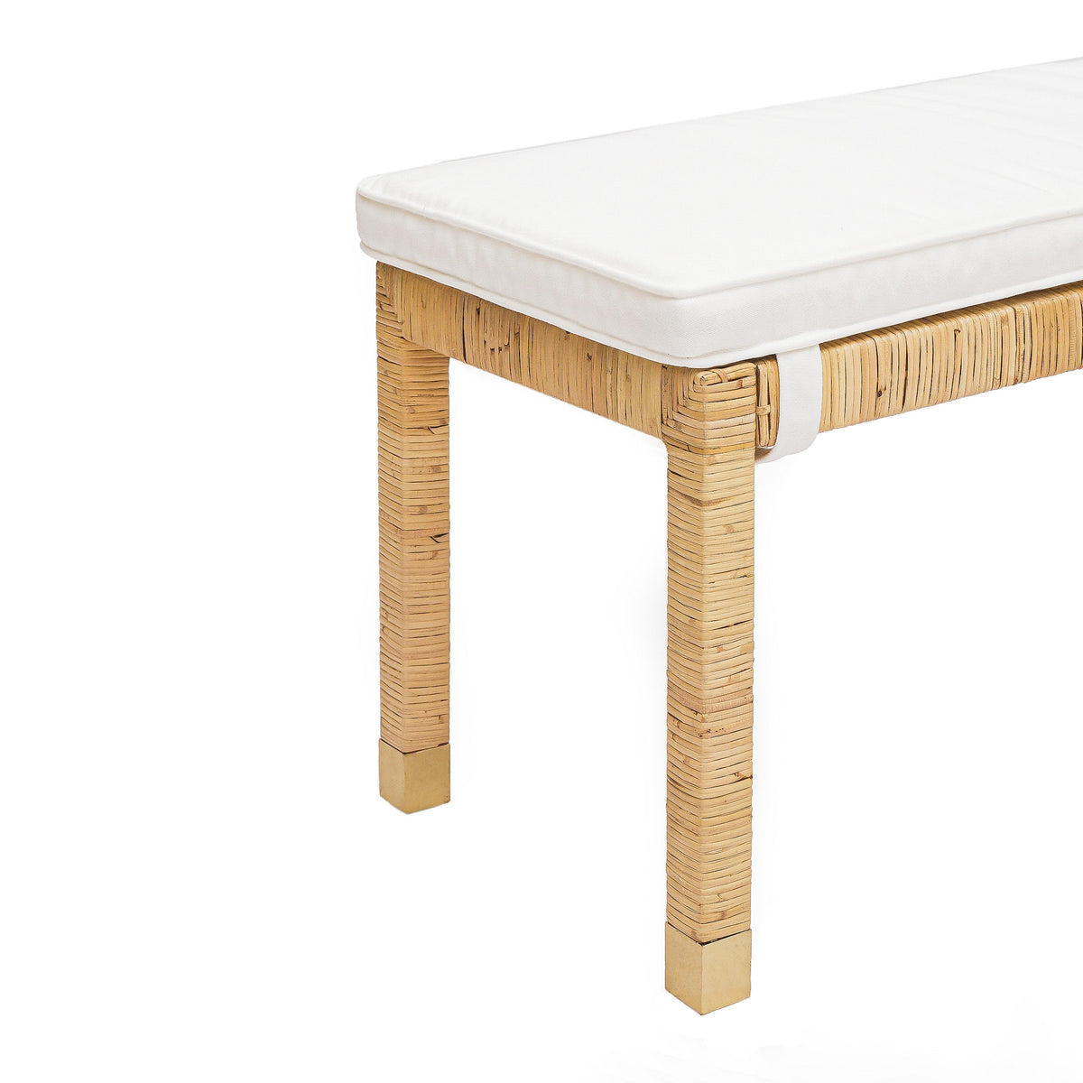 Amara Natural Woven Rattan Performance Fabric Bench by TOV Furniture – photo 4 of 5