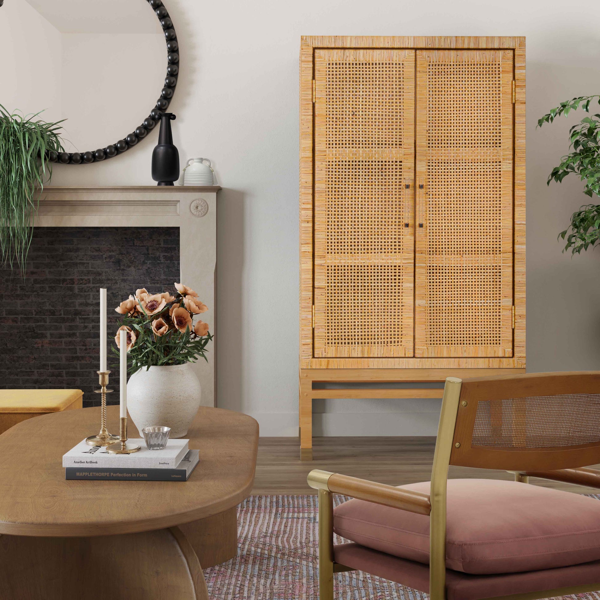 Amara Woven Rattan Cabinet Natural by Tov Furniture
