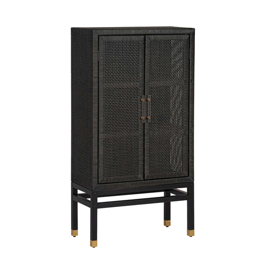Amara Woven Rattan Cabinet Charcoal by Tov Furniture