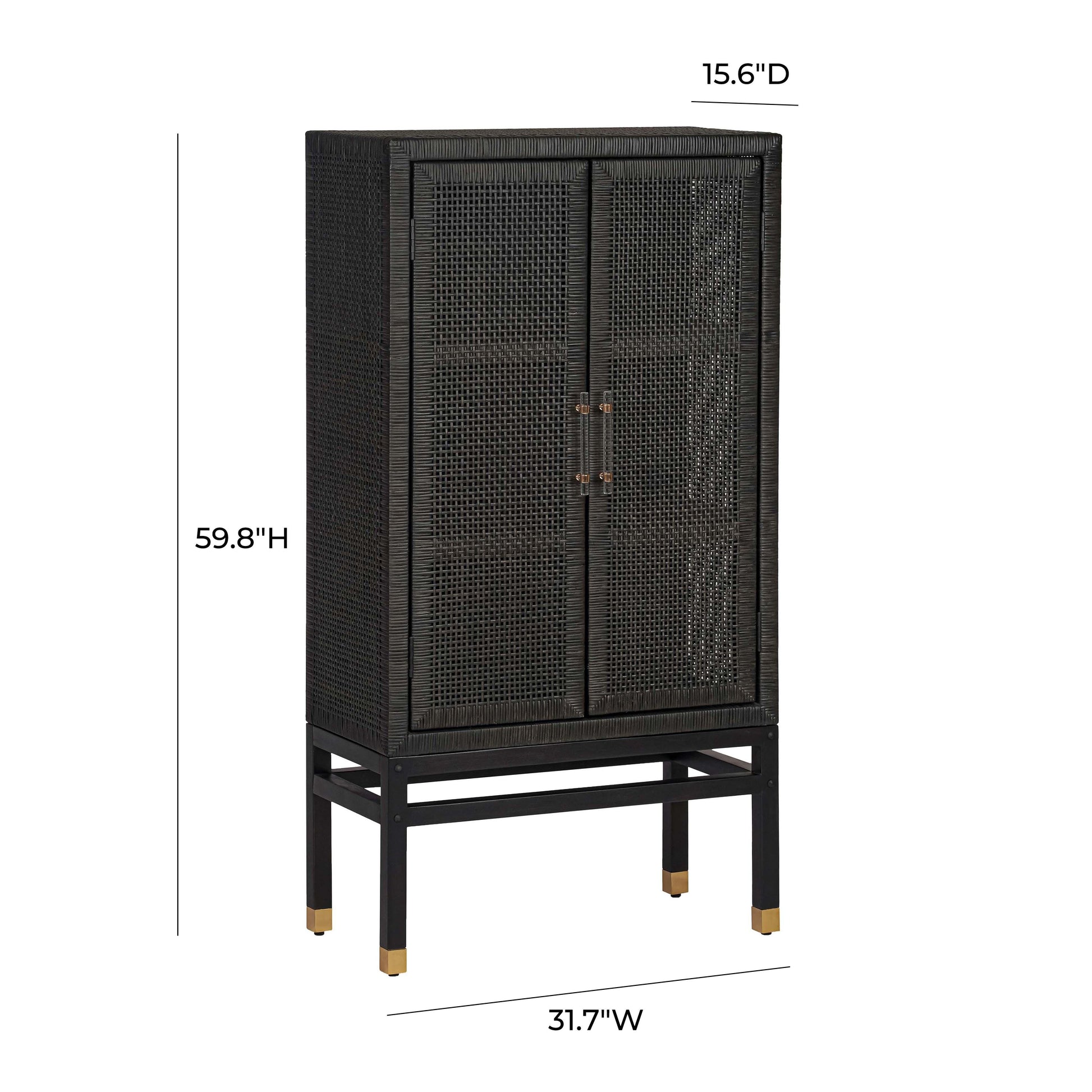 Amara Woven Rattan Cabinet Charcoal by Tov Furniture