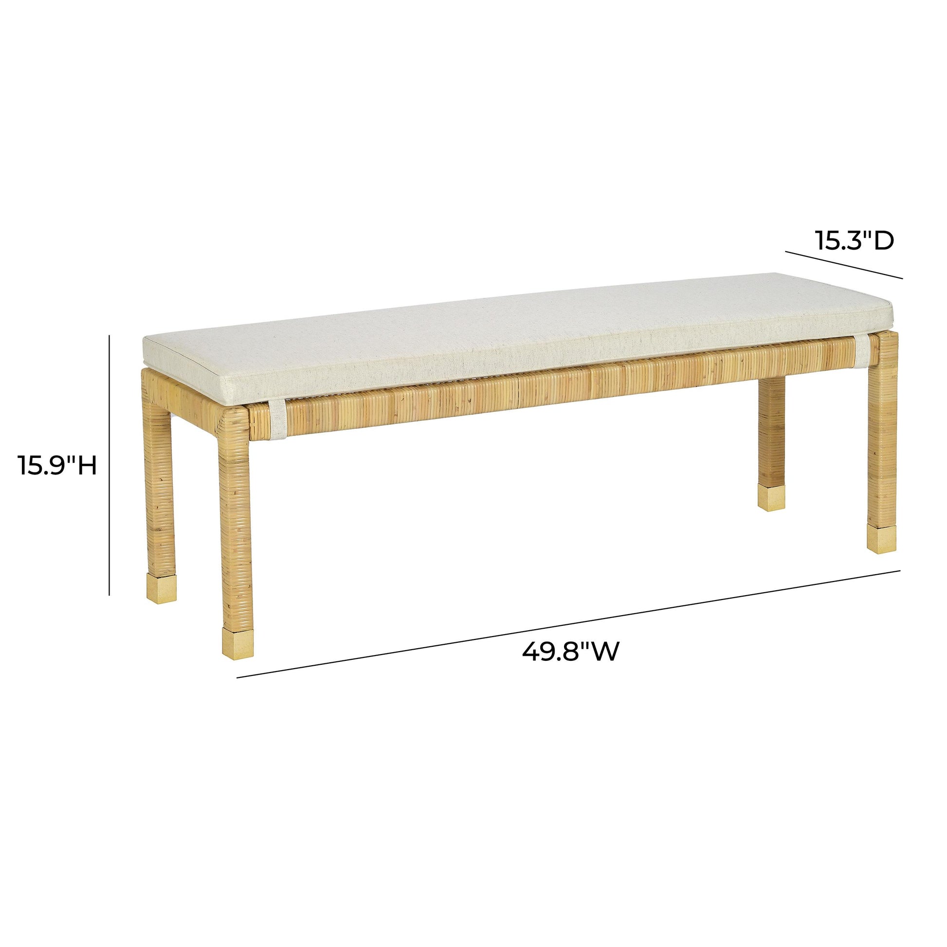 Amara Cream Contract-Grade Linen Bench Cream, Natural by Tov Furniture