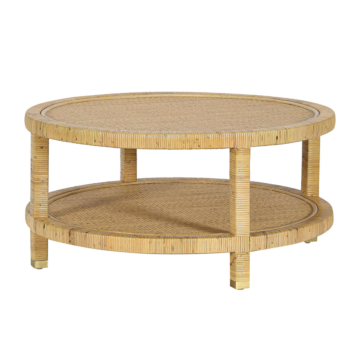 Amara 33" Natural Rattan Round Coffee Table by TOV Furniture – photo 1 of 9