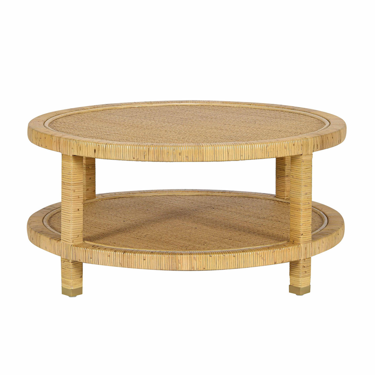 Amara 33" Natural Rattan Round Coffee Table by TOV Furniture – photo 3 of 9