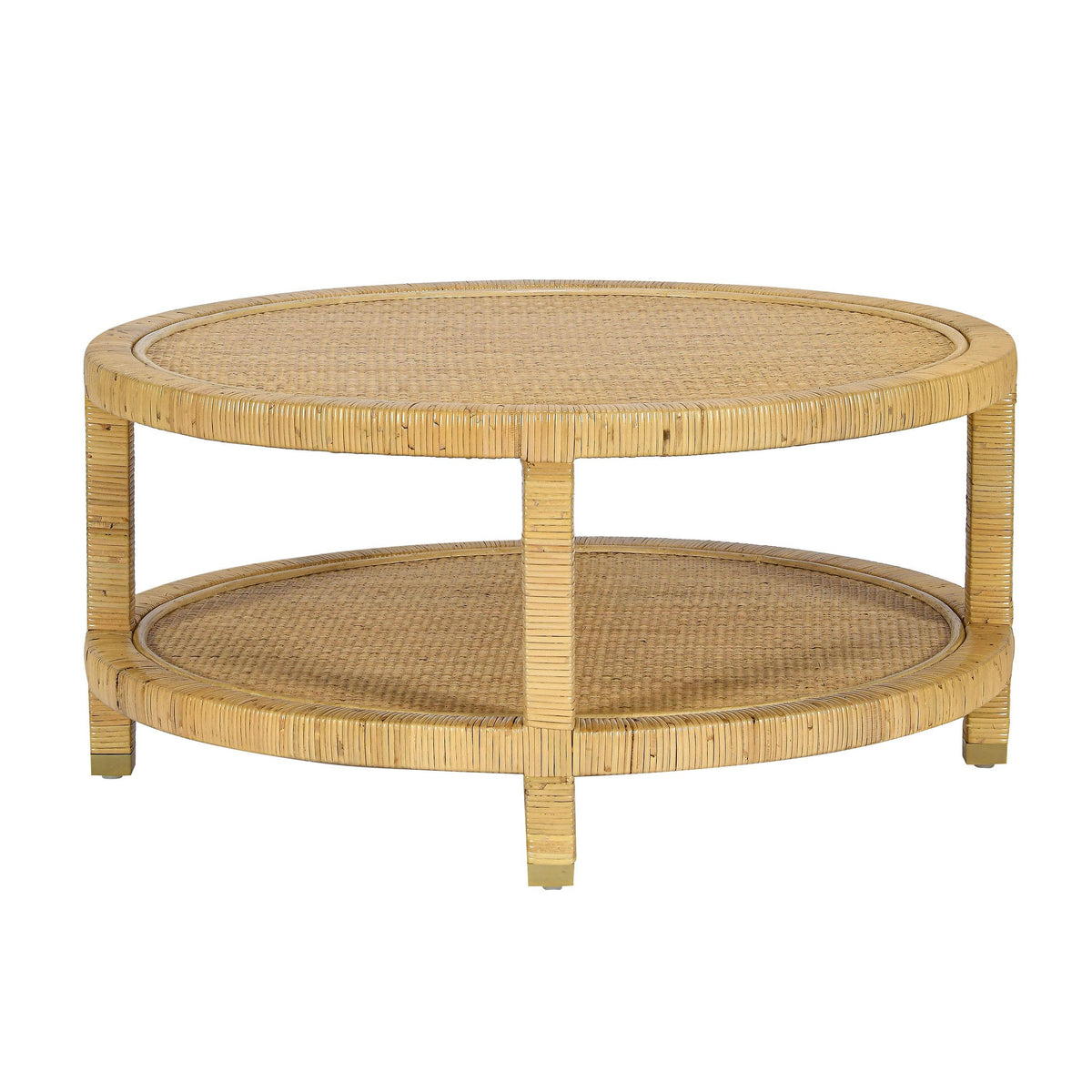 Amara 33" Natural Rattan Round Coffee Table by TOV Furniture – photo 4 of 9