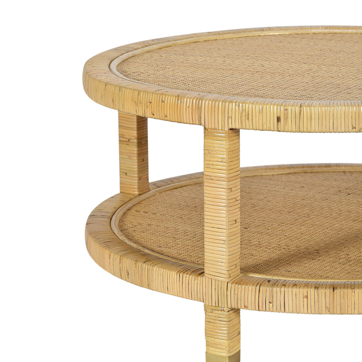 Amara 33" Natural Rattan Round Coffee Table by TOV Furniture – photo 5 of 9