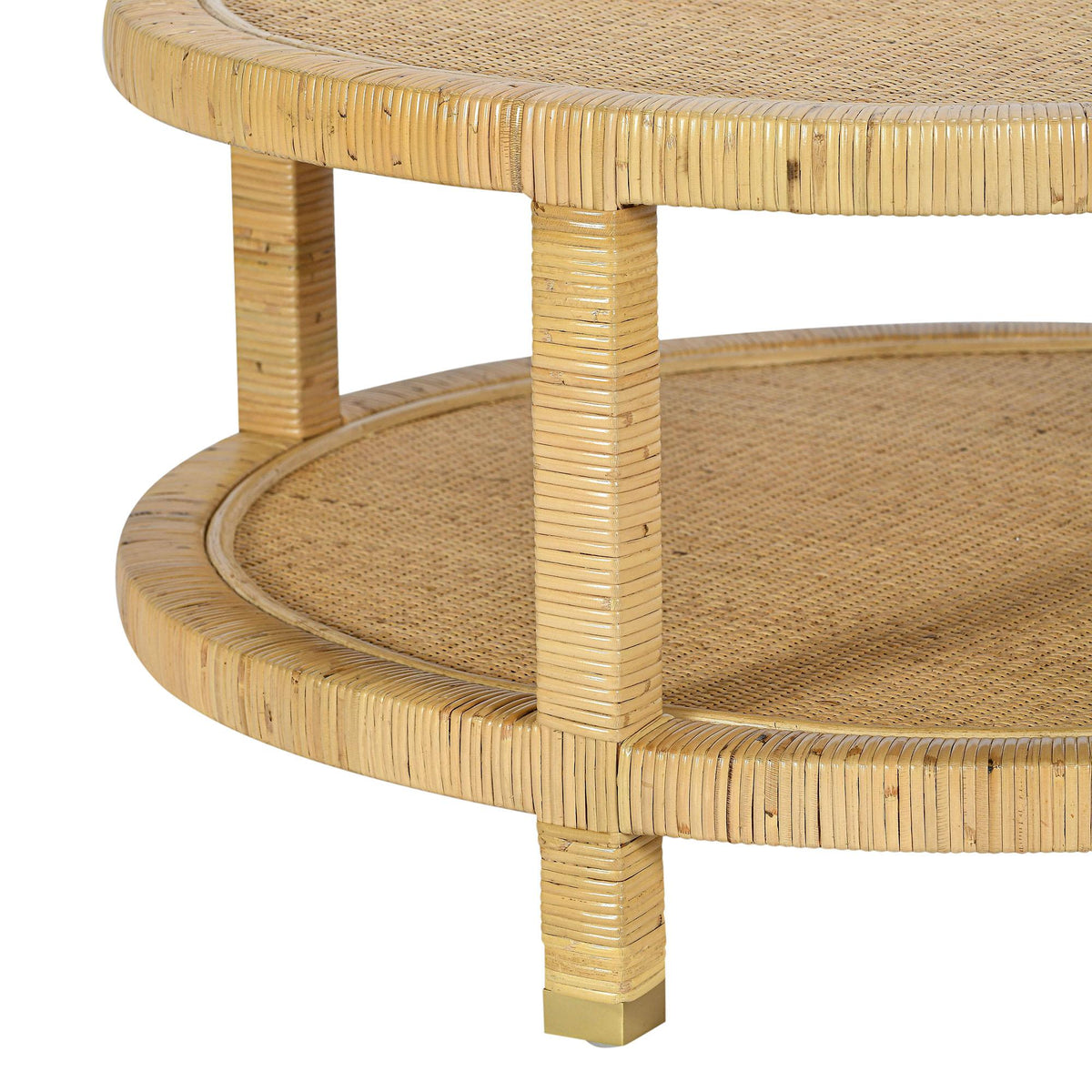 Amara 33" Natural Rattan Round Coffee Table by TOV Furniture – photo 6 of 9