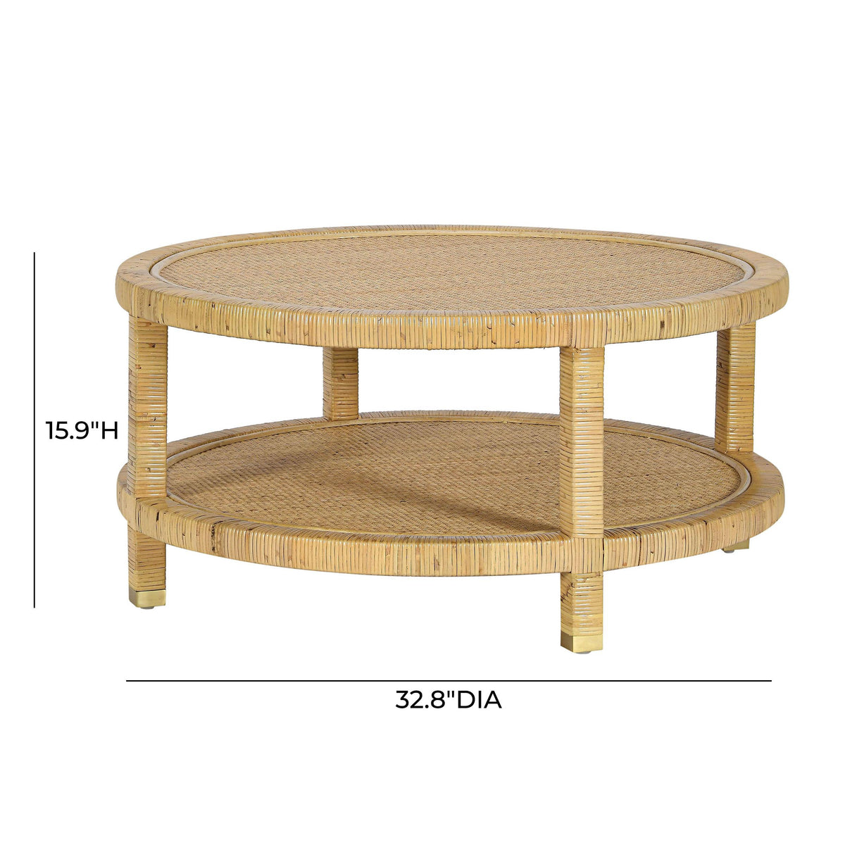 Amara 33" Natural Rattan Round Coffee Table by TOV Furniture – photo 7 of 9