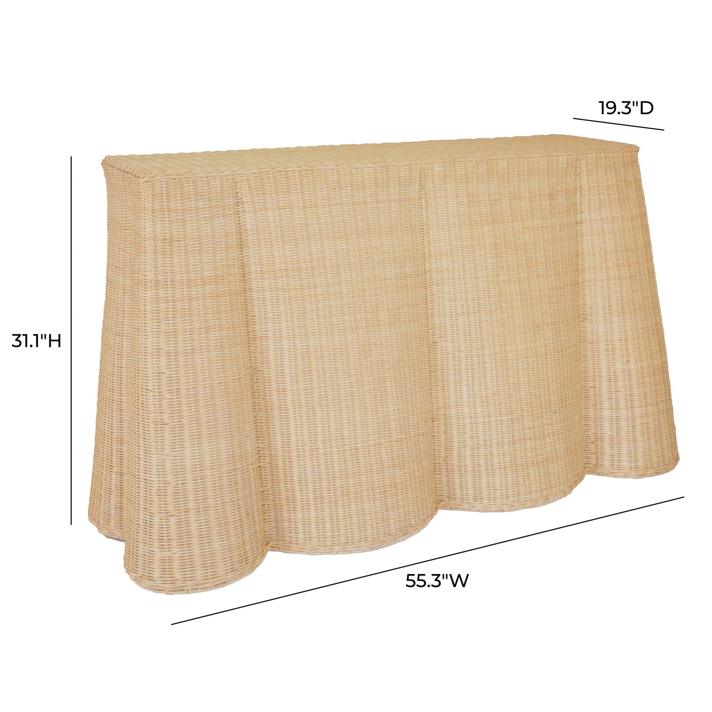 Egan 55" Natural Rattan Console Table Natural by Tov Furniture