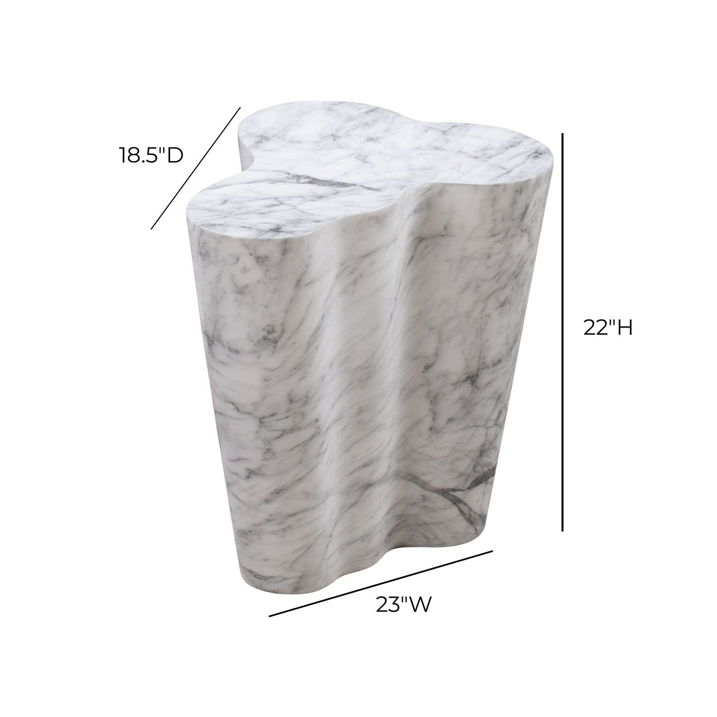 Slab Concrete Indoor/Outdoor Side Table (18"-22") White Marble Tall by Tov Furniture