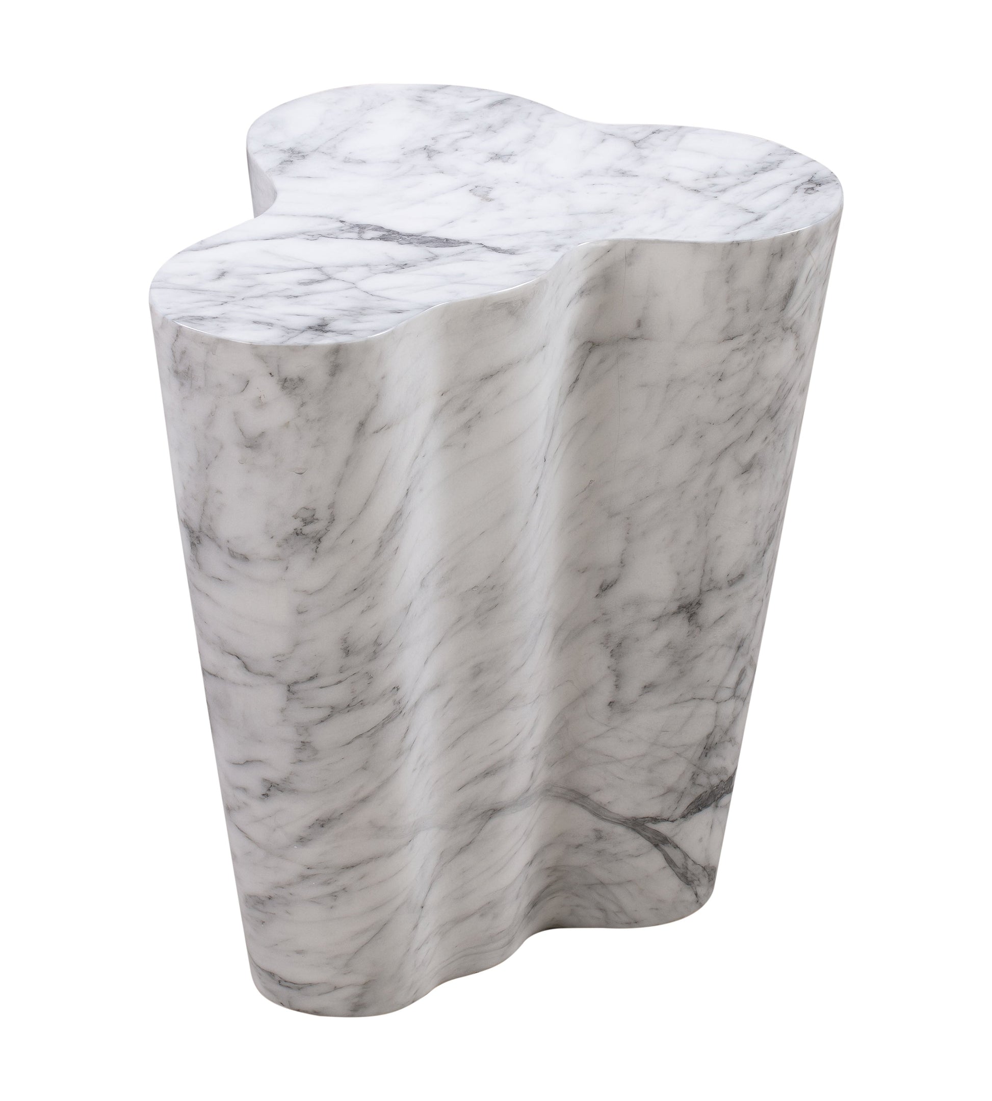 Slab Concrete Indoor/Outdoor Side Table (18"-22") White Marble Tall by Tov Furniture