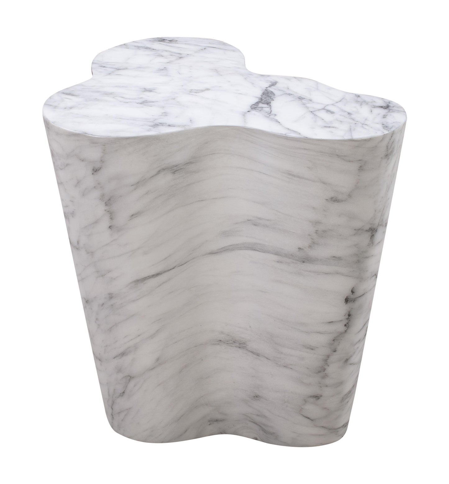 Slab Concrete Indoor/Outdoor Side Table (18"-22") White Marble Tall by Tov Furniture