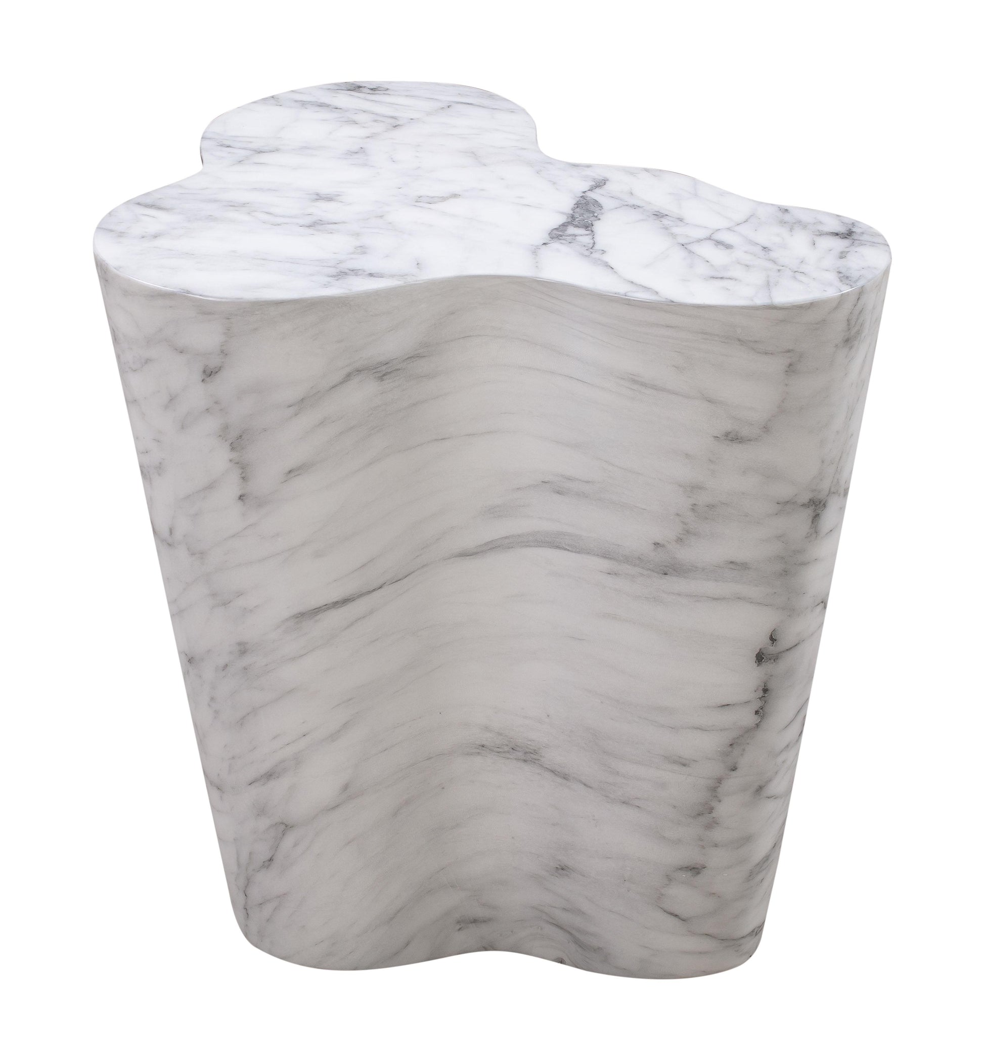 Slab Concrete Indoor/Outdoor Side Table (18"-22") White Marble Tall by Tov Furniture