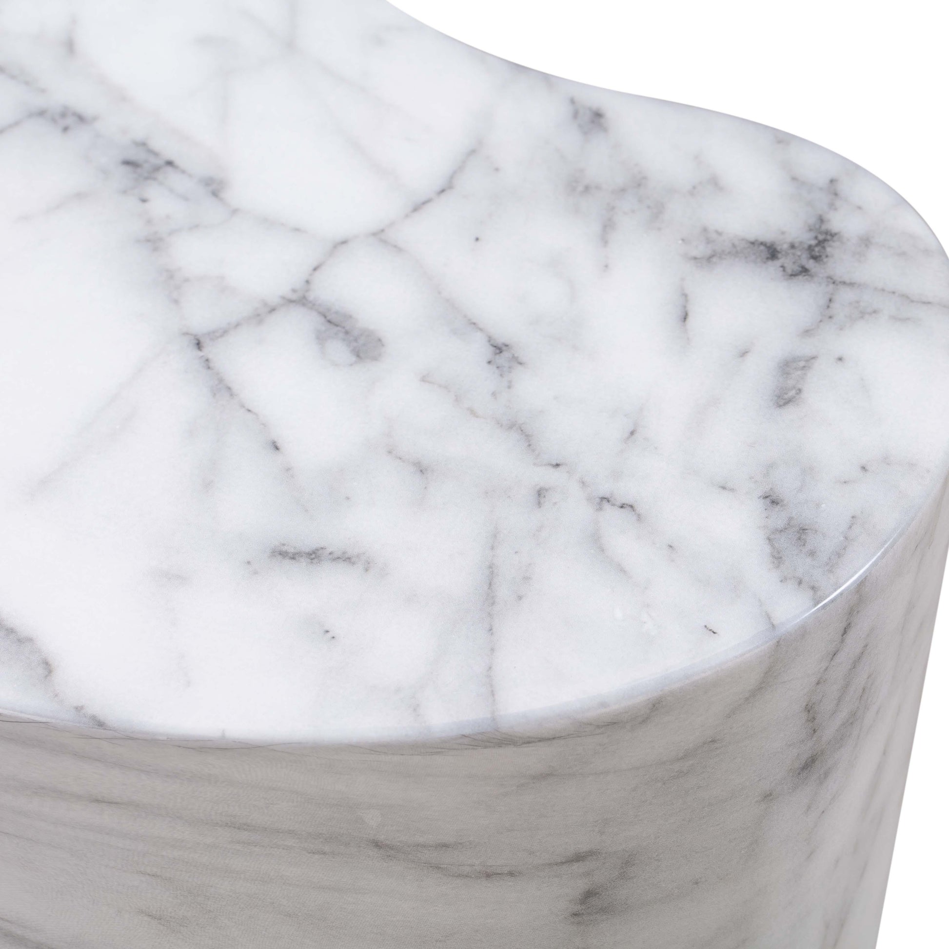 Slab Concrete Indoor/Outdoor Side Table (18"-22") White Marble Tall by Tov Furniture
