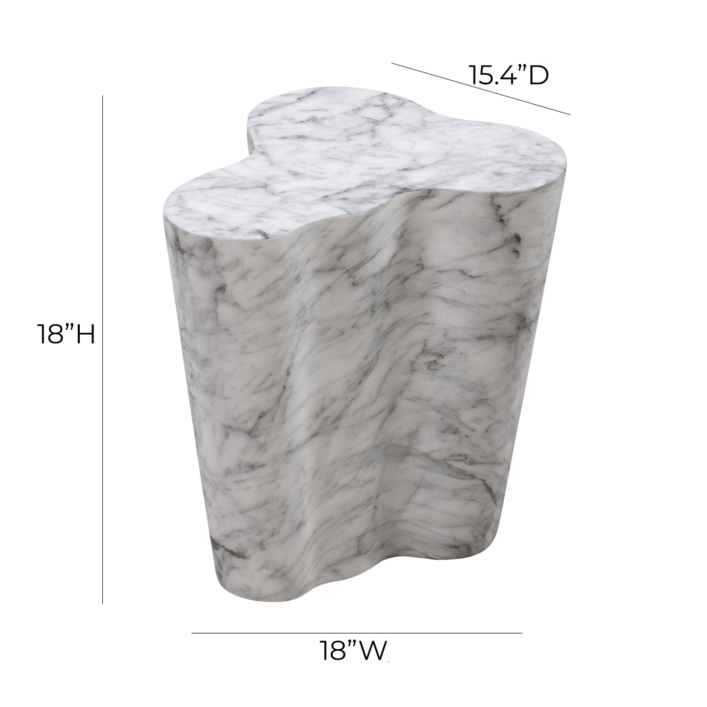 Slab Concrete Indoor/Outdoor Side Table (18"-22") White Marble Short by Tov Furniture