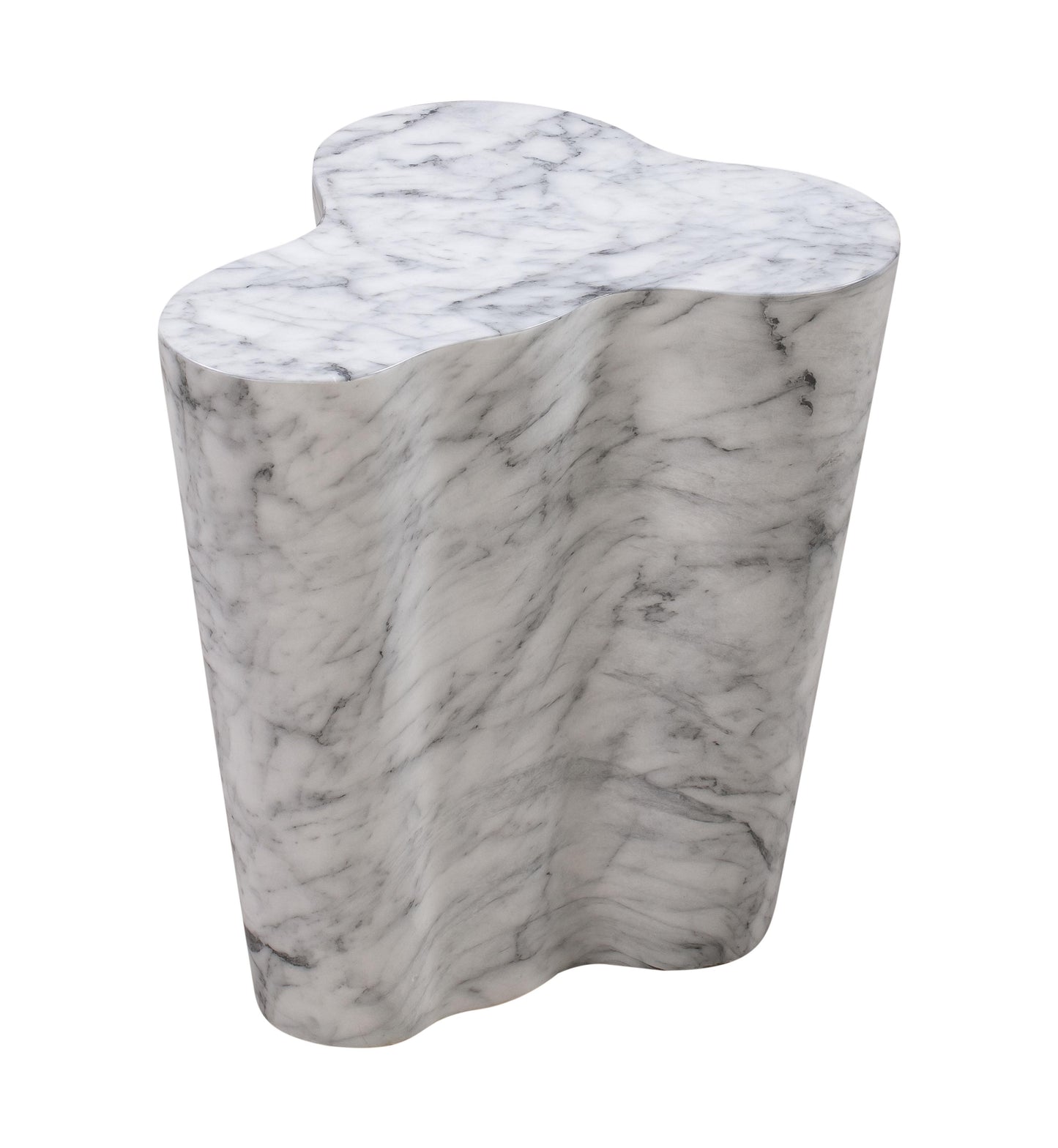 Slab Concrete Indoor/Outdoor Side Table (18"-22") White Marble Short by Tov Furniture