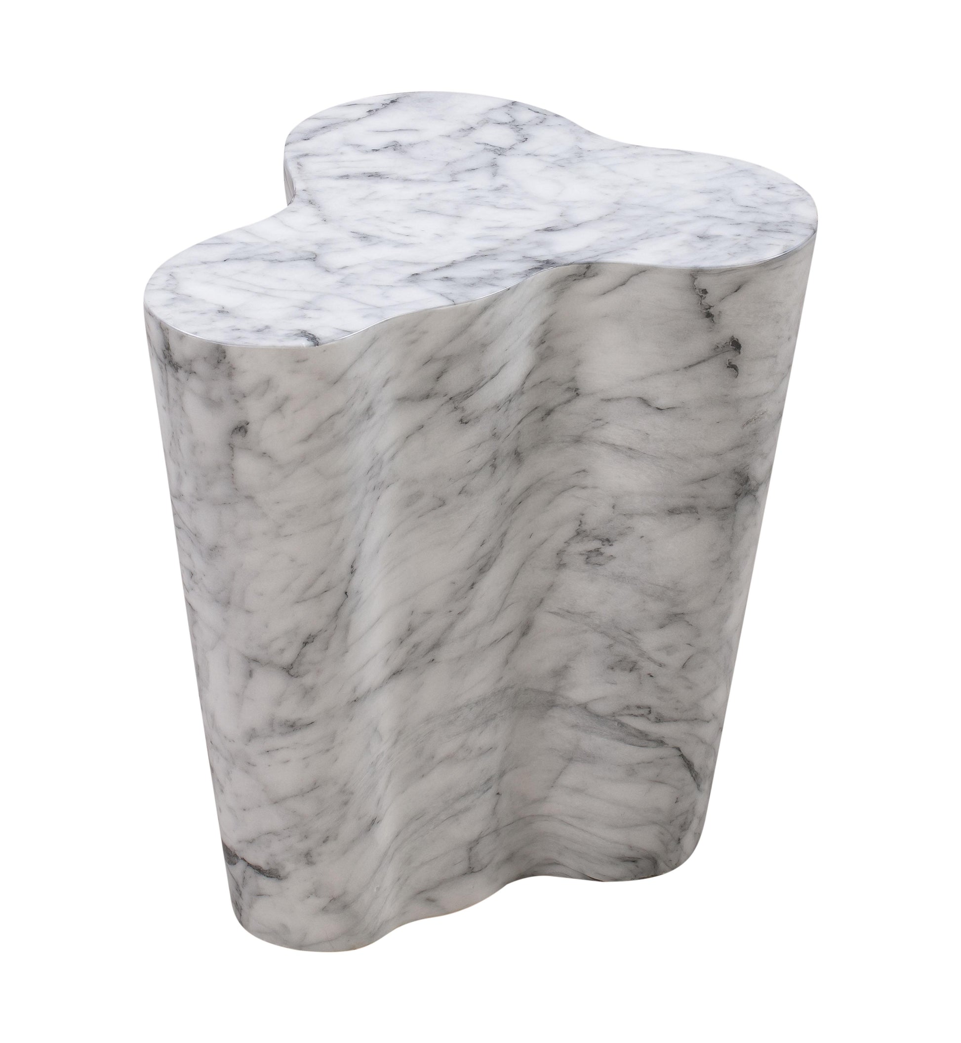 Slab Concrete Indoor/Outdoor Side Table (18"-22") White Marble Short by Tov Furniture