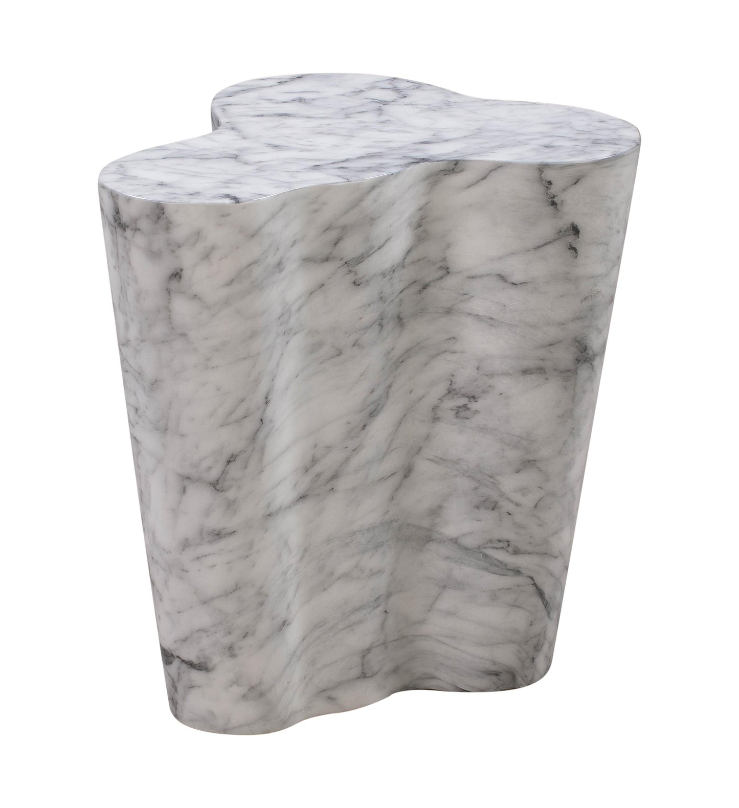 Slab Concrete Indoor/Outdoor Side Table (18"-22") White Marble Short by Tov Furniture