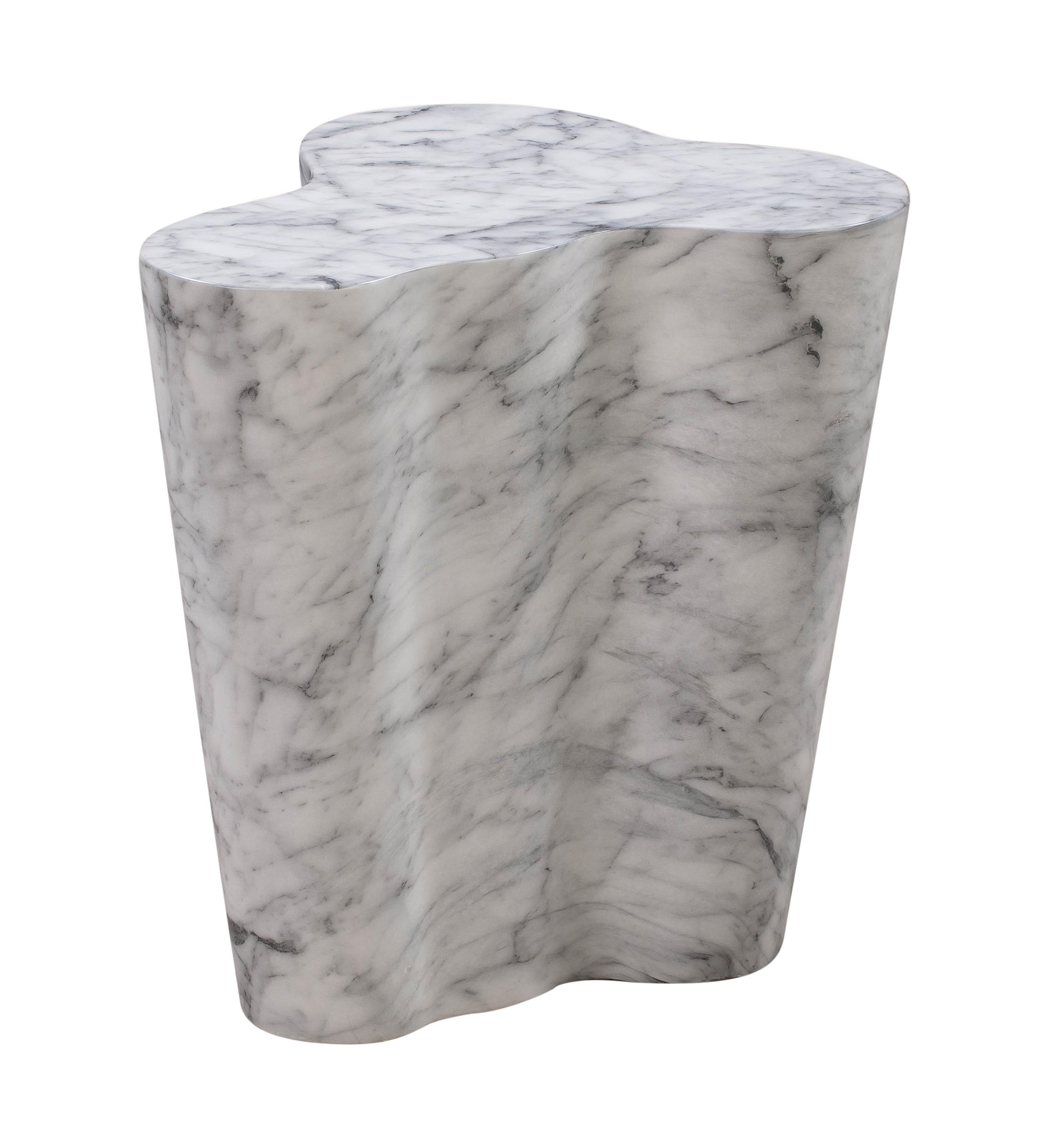 Slab Concrete Indoor/Outdoor Side Table (18"-22") White Marble Short by Tov Furniture