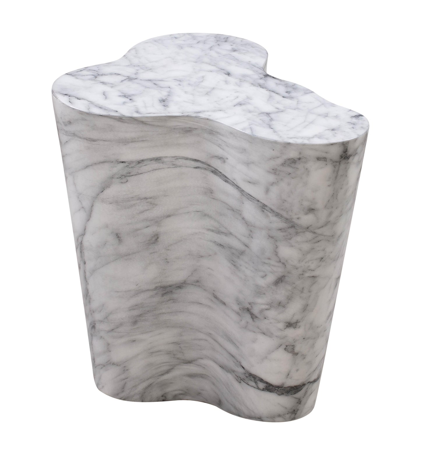 Slab Concrete Indoor/Outdoor Side Table (18"-22") White Marble Short by Tov Furniture