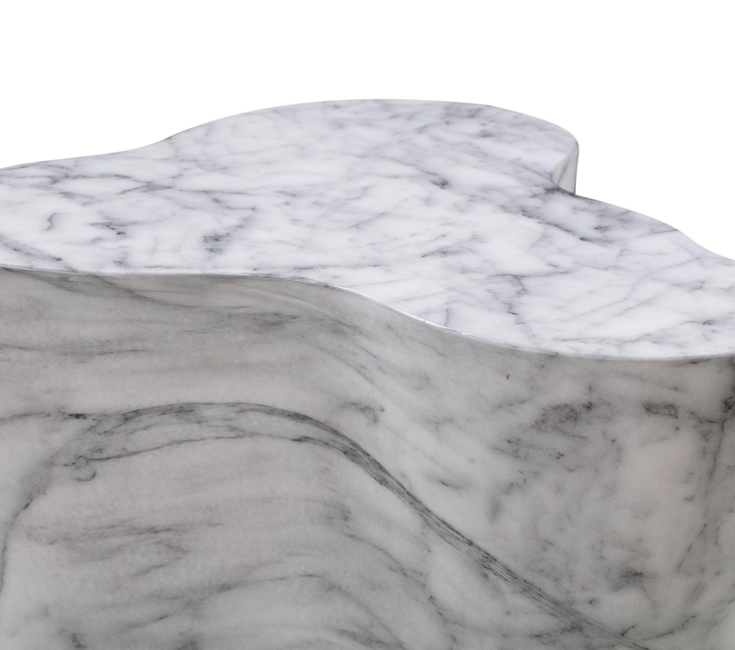 Slab Concrete Indoor/Outdoor Side Table (18"-22") White Marble Short by Tov Furniture