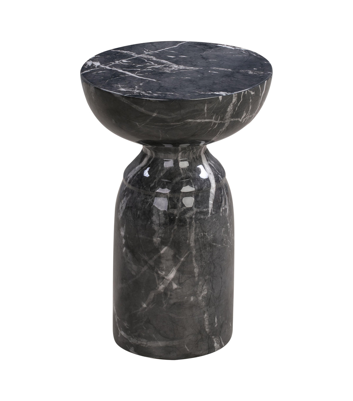 Rue Black Faux Marble Indoor / Outdoor Concrete Round Side Table by TOV Furniture – photo 1 of 6