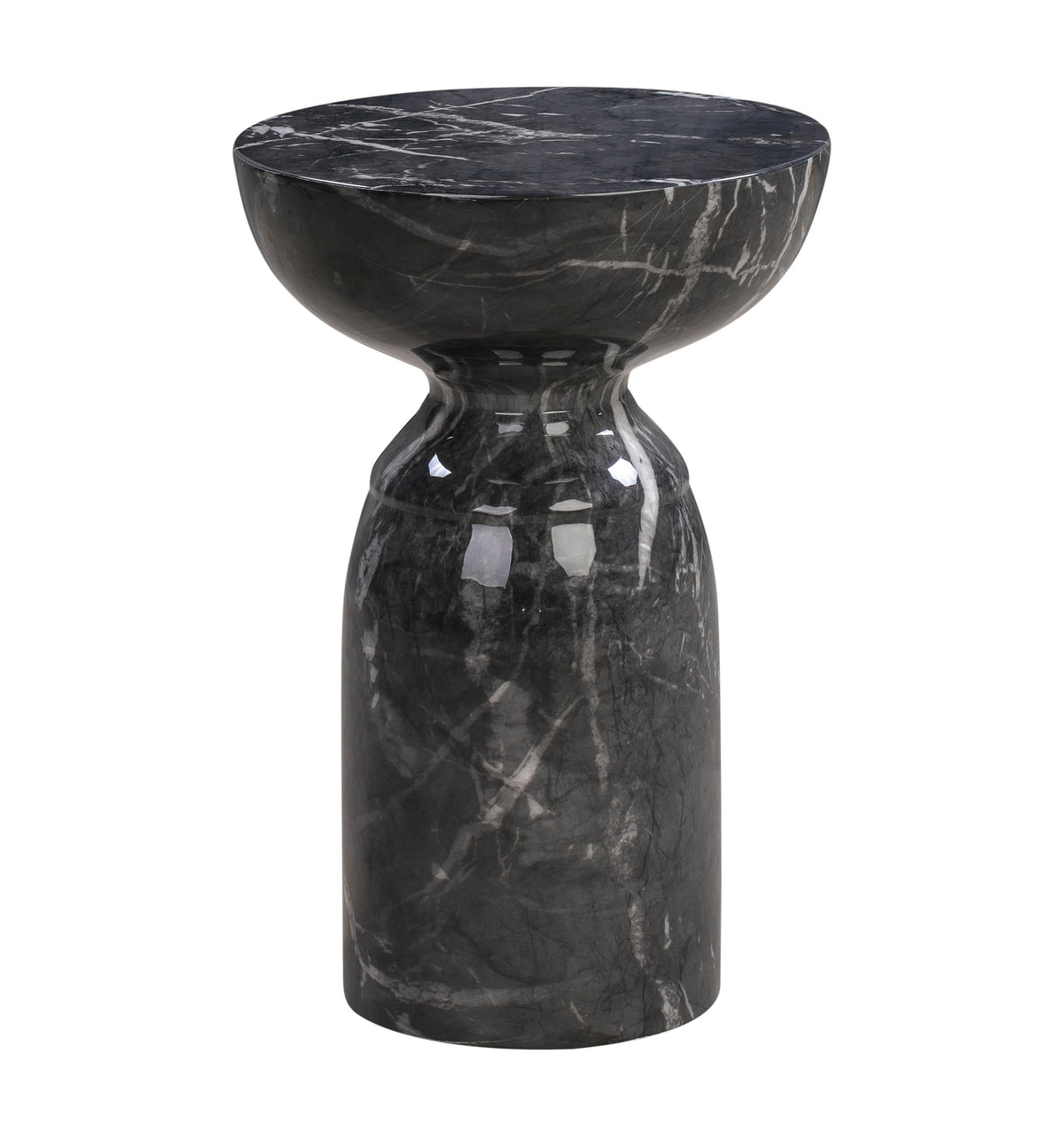Rue Black Faux Marble Indoor / Outdoor Concrete Round Side Table by TOV Furniture – photo 3 of 6