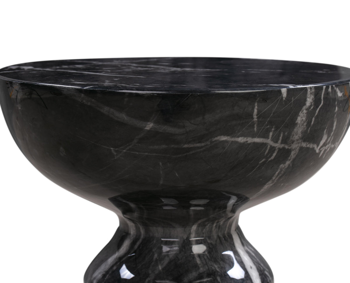 Rue Black Faux Marble Indoor / Outdoor Concrete Round Side Table by TOV Furniture – photo 5 of 6