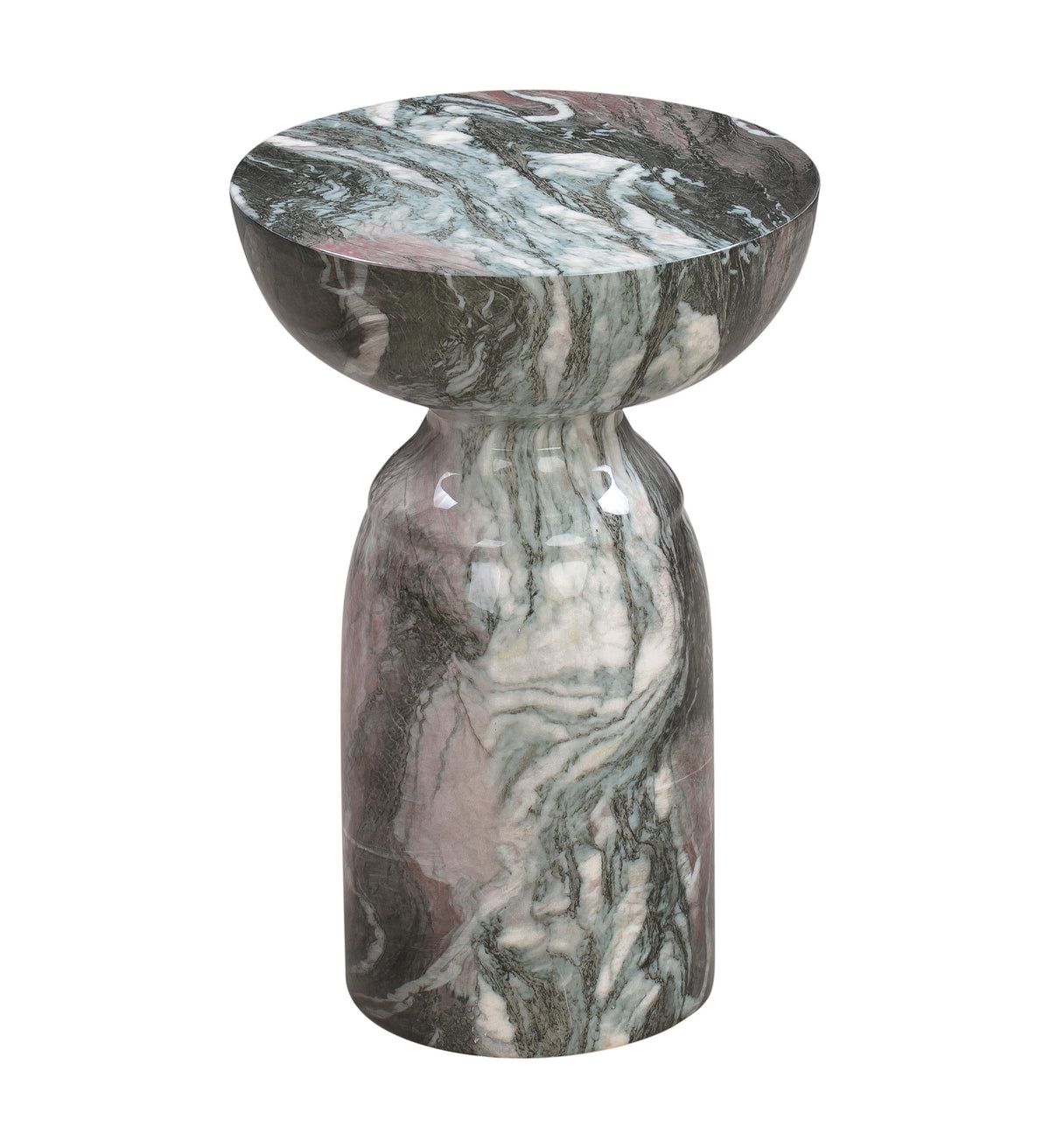 Rue Grey and Blush Faux Marble Indoor / Outdoor Concrete Round Side Table by TOV Furniture – photo 1 of 6