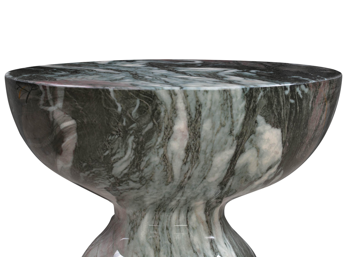 Rue Grey and Blush Faux Marble Indoor / Outdoor Concrete Round Side Table by TOV Furniture – photo 5 of 6