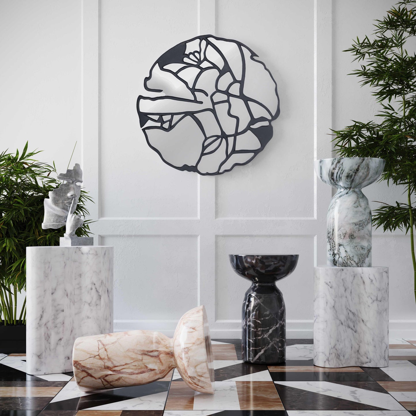 Rue Faux Marble Indoor/Outdoor Round Side Table Sunset by Tov Furniture